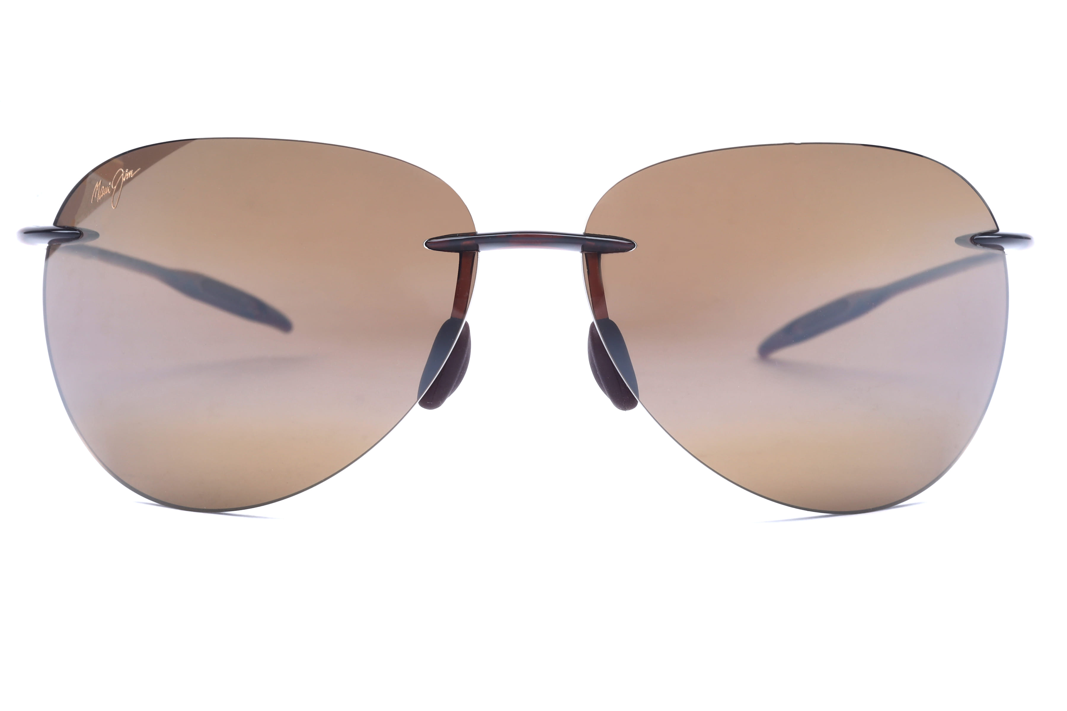 Maui Jim MJ0421S Sunglass Brown Male RimLess Shell — Brown frame