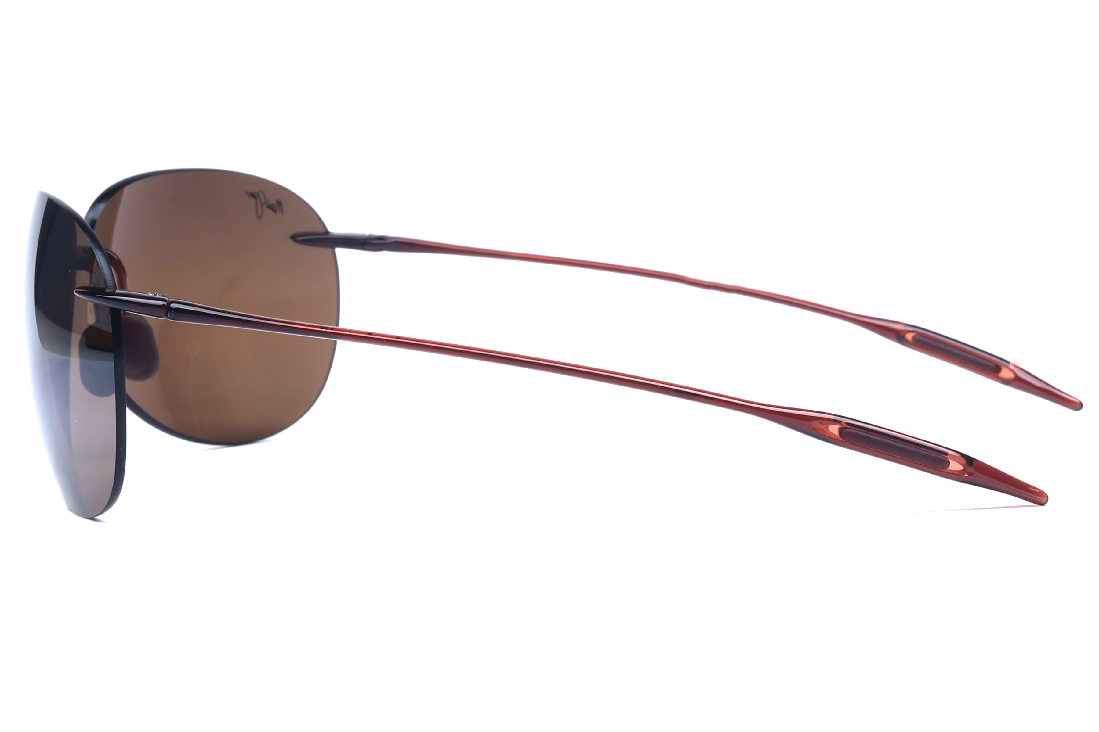 Maui Jim MJ0421S Sunglass Brown Male RimLess Shell Sunglass — Brown frame — view 3