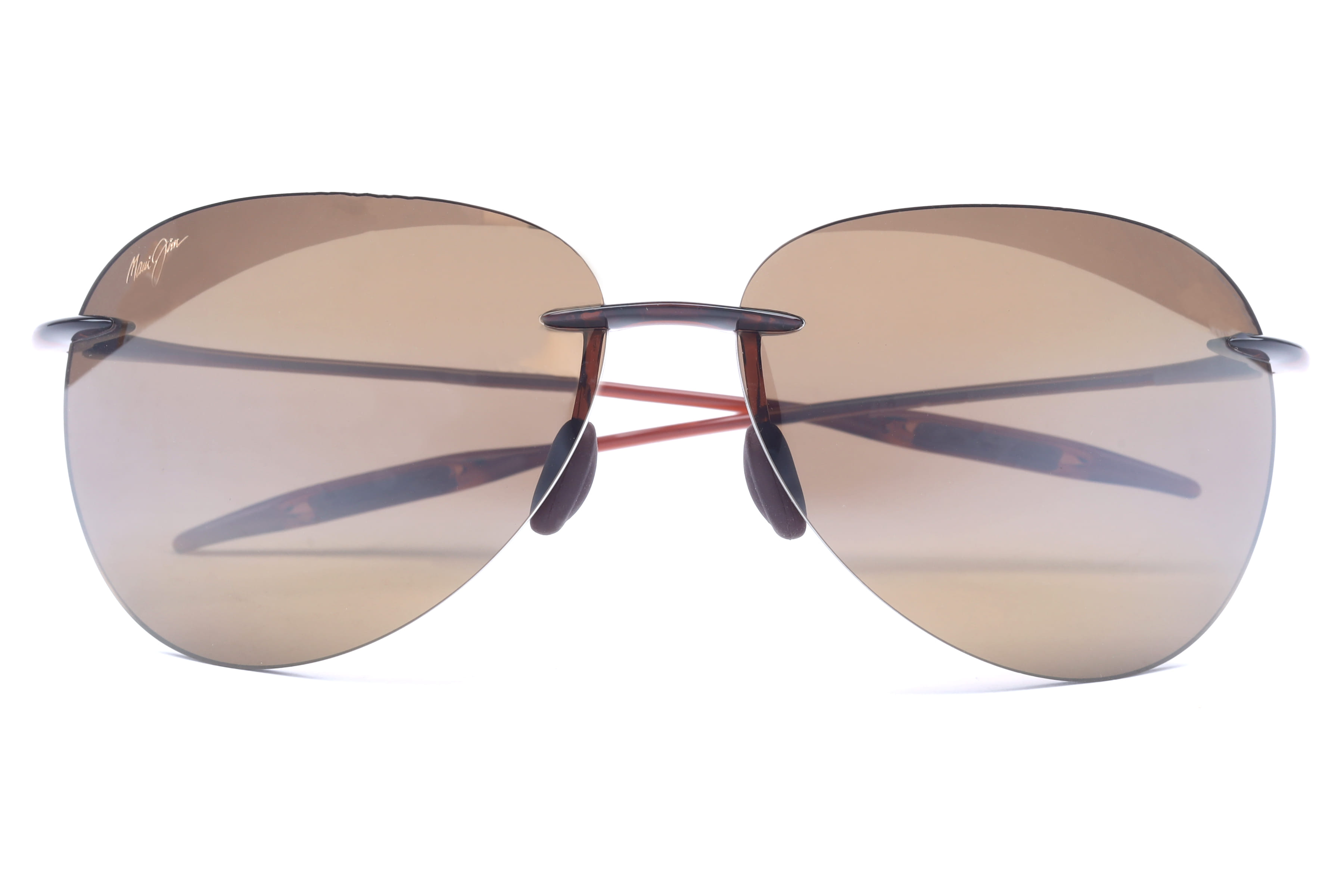 Maui Jim MJ0421S Sunglass Brown Male RimLess Shell Sunglass — Brown frame — view 4