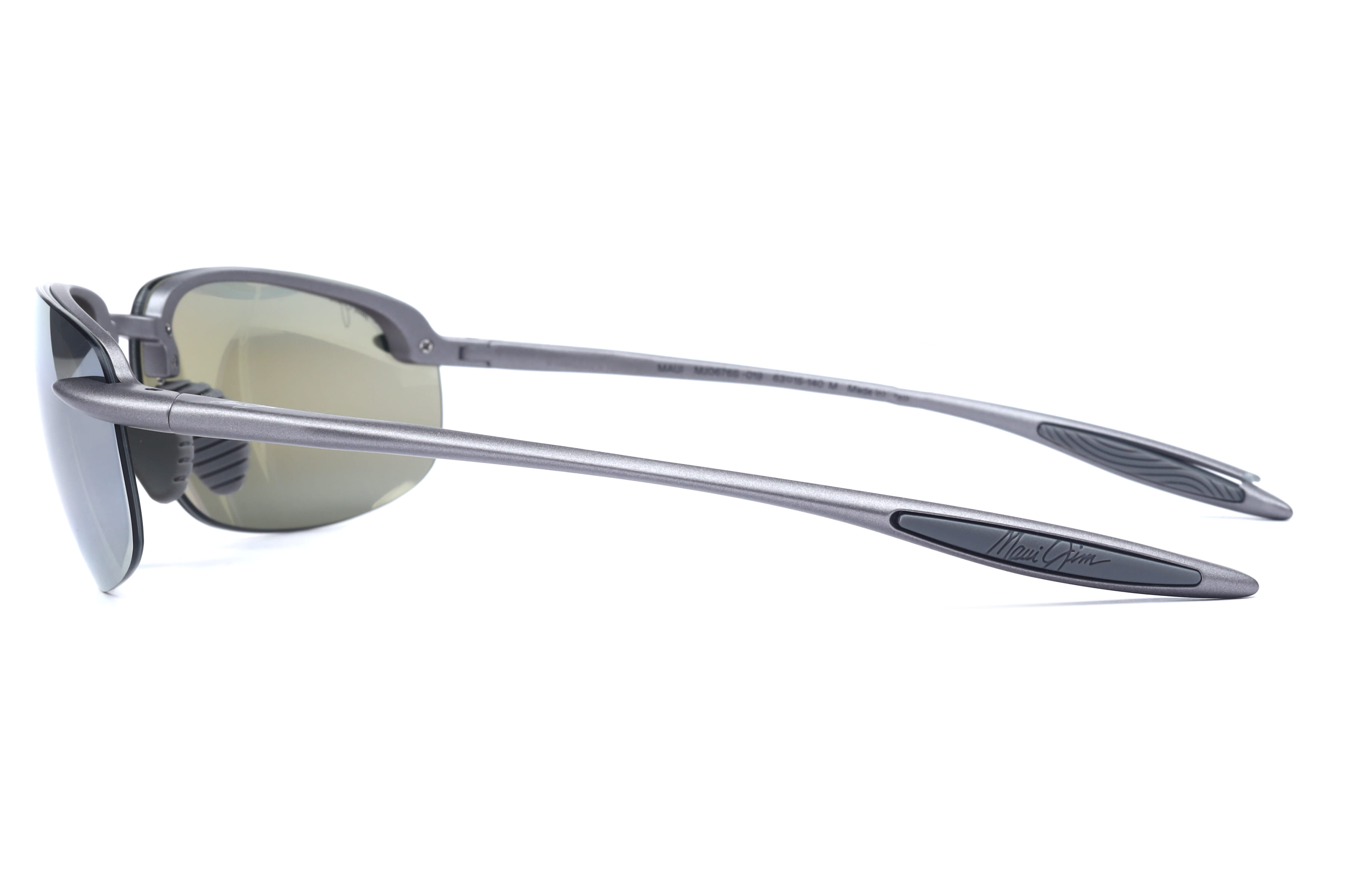 Maui Jim MJ HTP676 Sunglass Grey Unisex RimLess Shell Sunglass — Grey frame — view 3