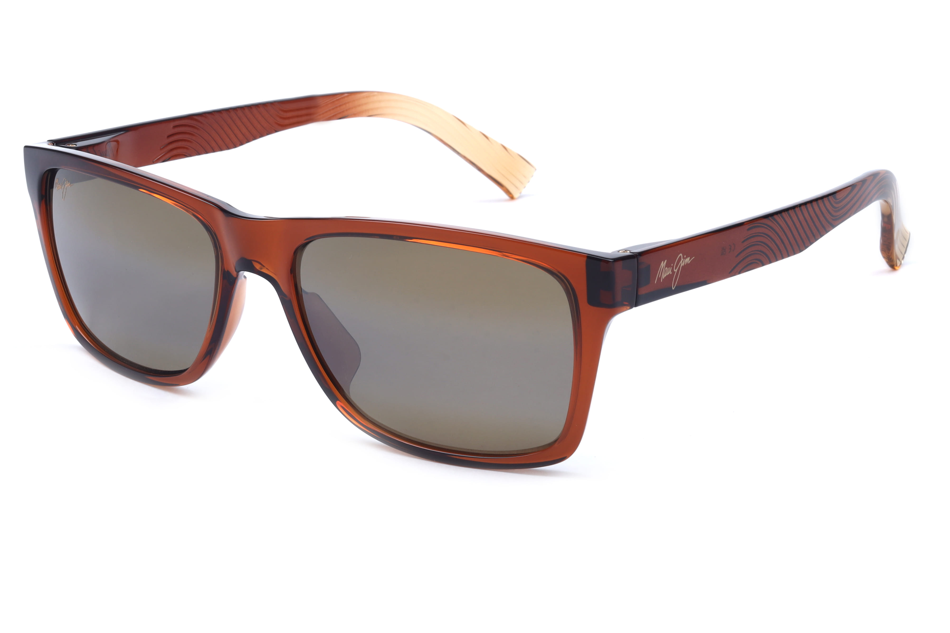 Maui Jim MJ H345 Sunglass Transparent Brown Unisex Full Shel — Transparent Brown frame