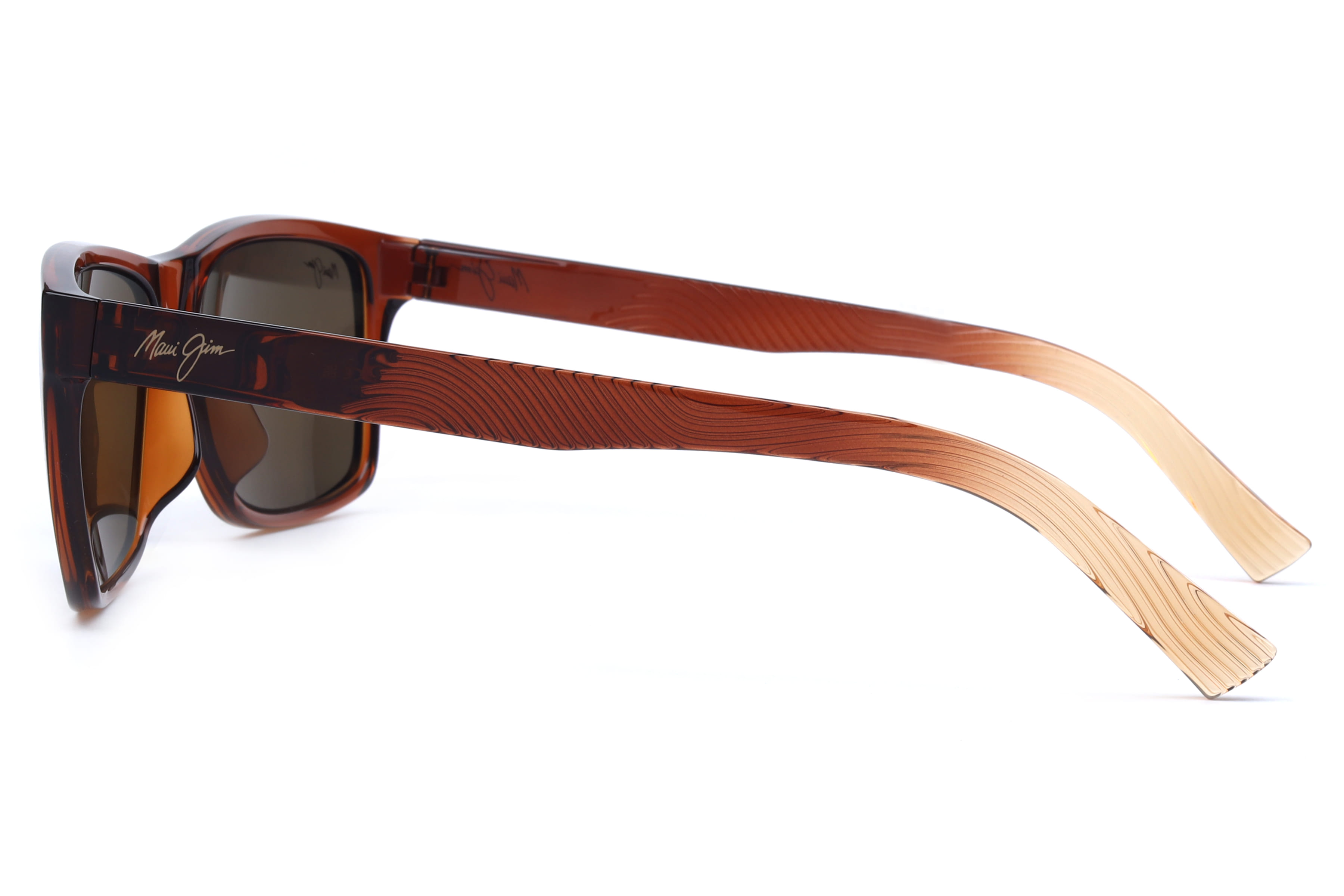 Maui Jim MJ H345 Sunglass Transparent Brown Unisex Full Shel Sunglass — Transparent Brown frame — view 2
