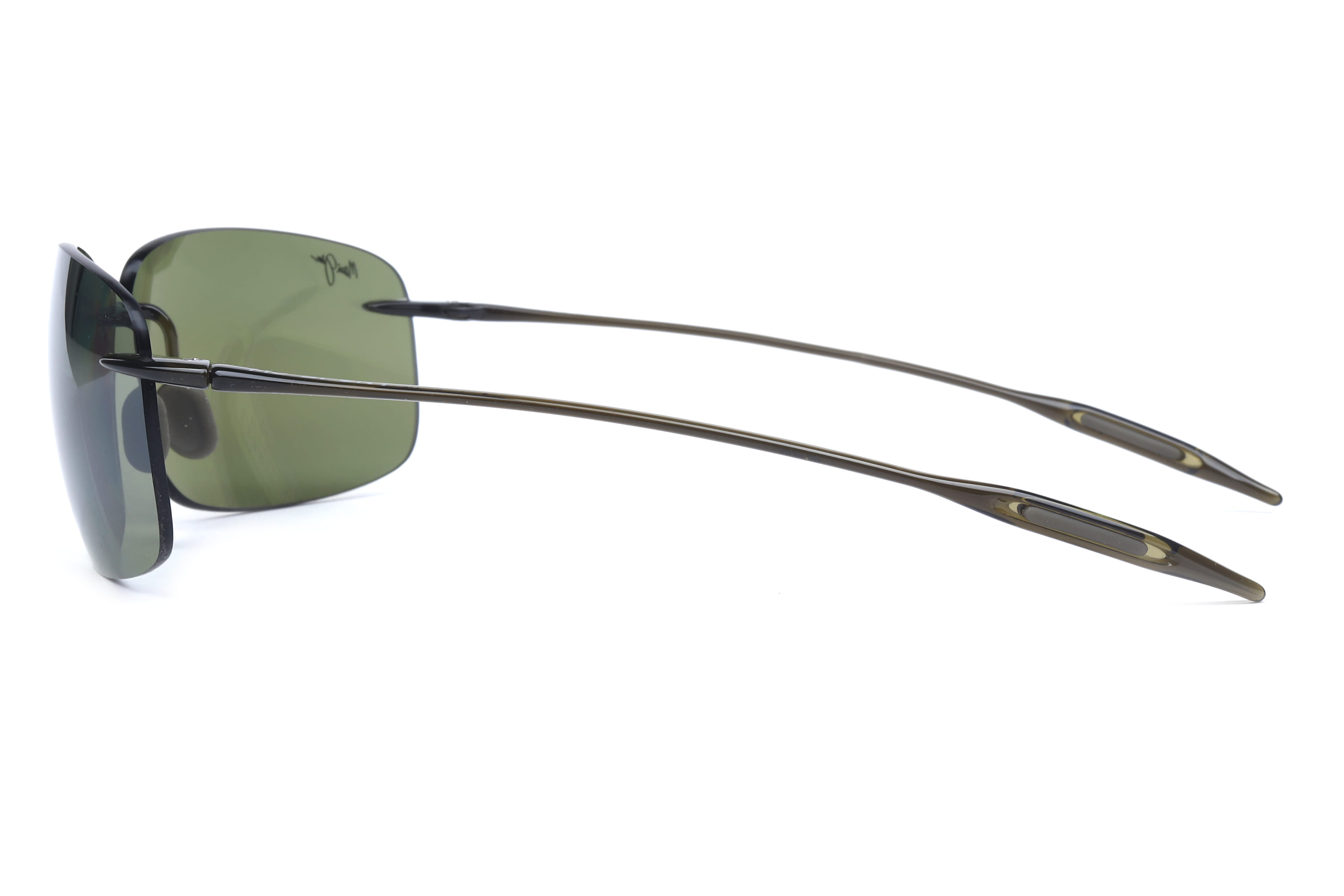 Maui Jim MJ 422 Sunglass Olive Unisex RimLess Shell Sunglass — Olive frame — view 3