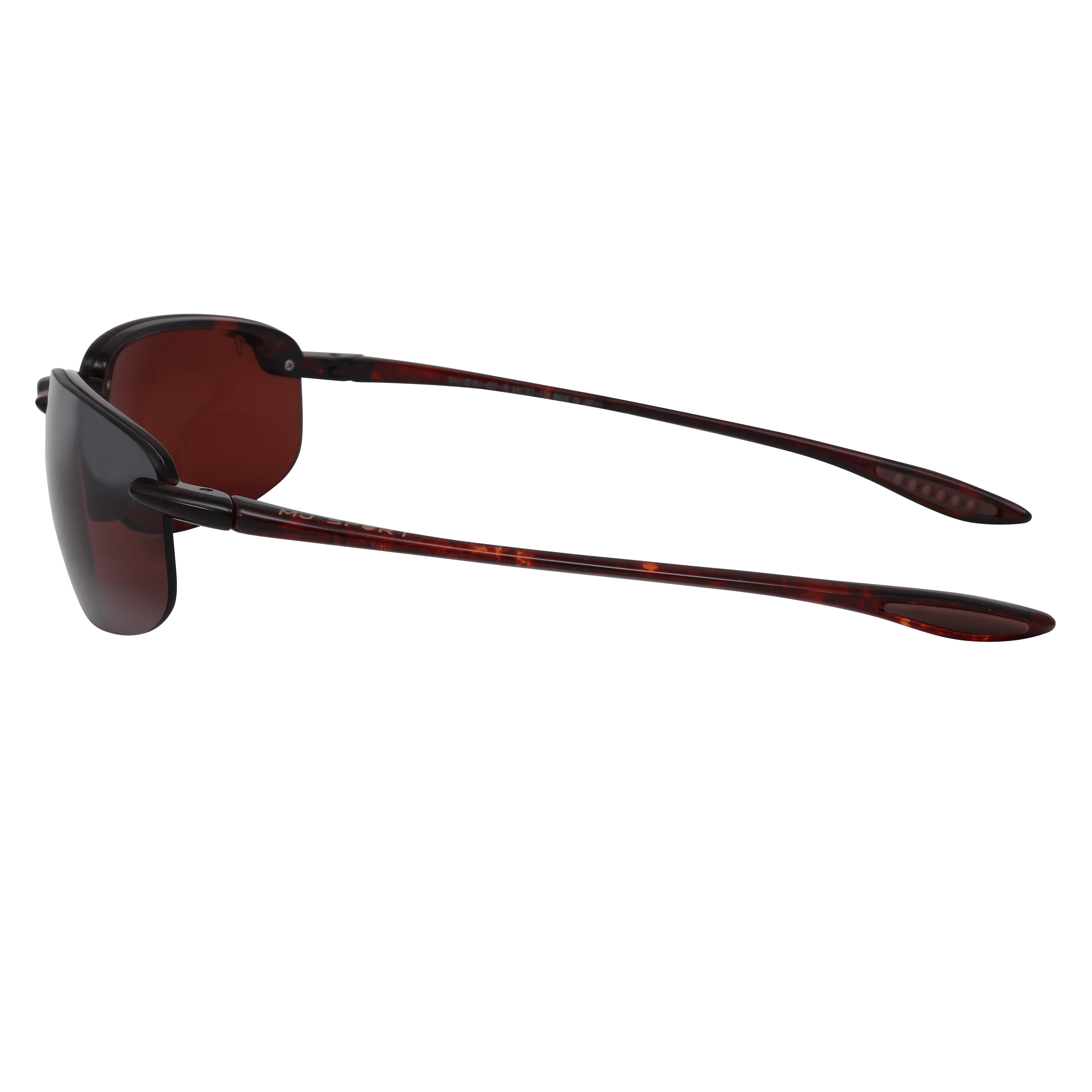 Maui Jim MJ-R407 Sunglass Brown Male RimLess Shell Sunglass — Brown frame — view 3