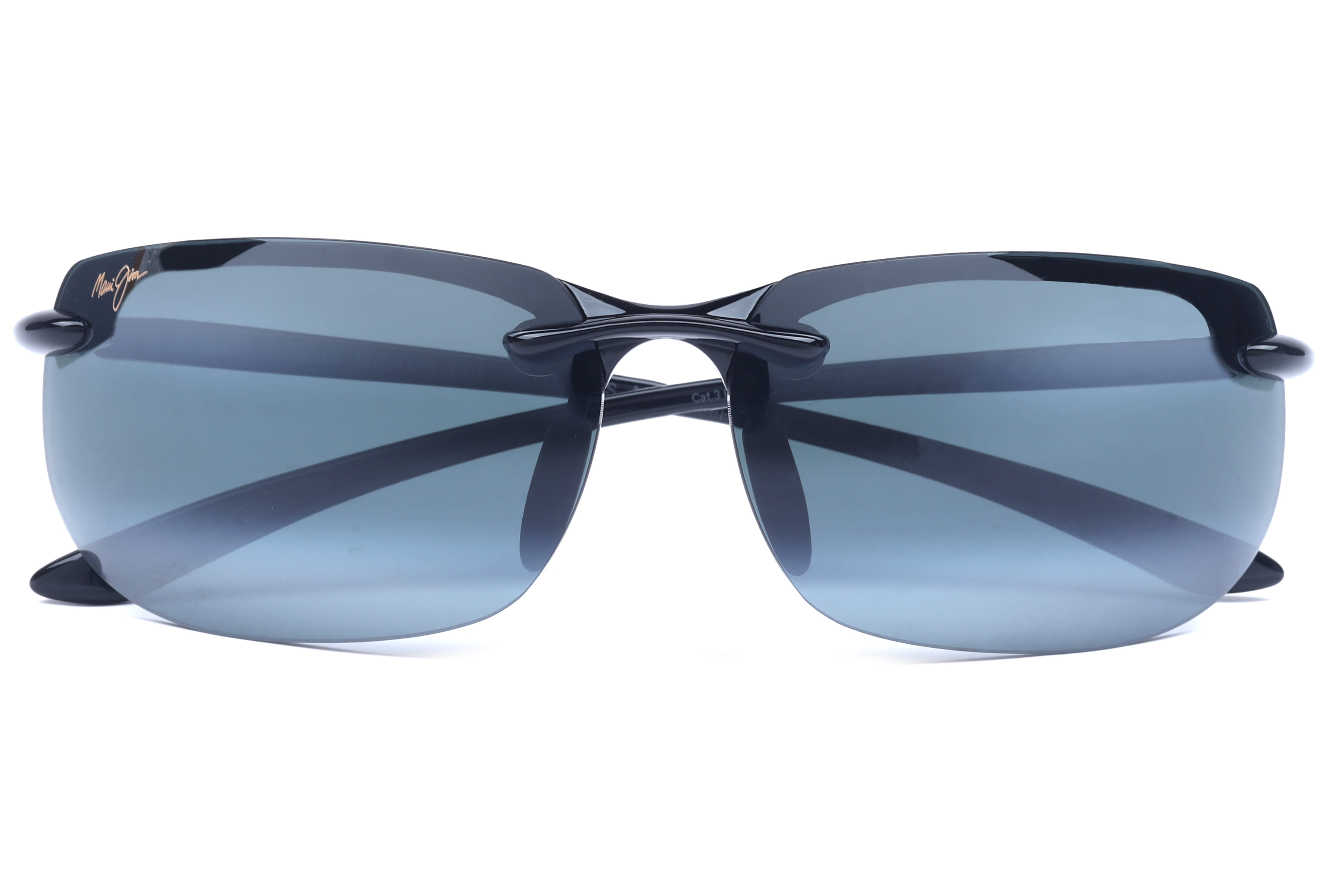 Maui Jim 412 Sunglass Black Male RimLess Shell Sunglass — Black frame — view 3