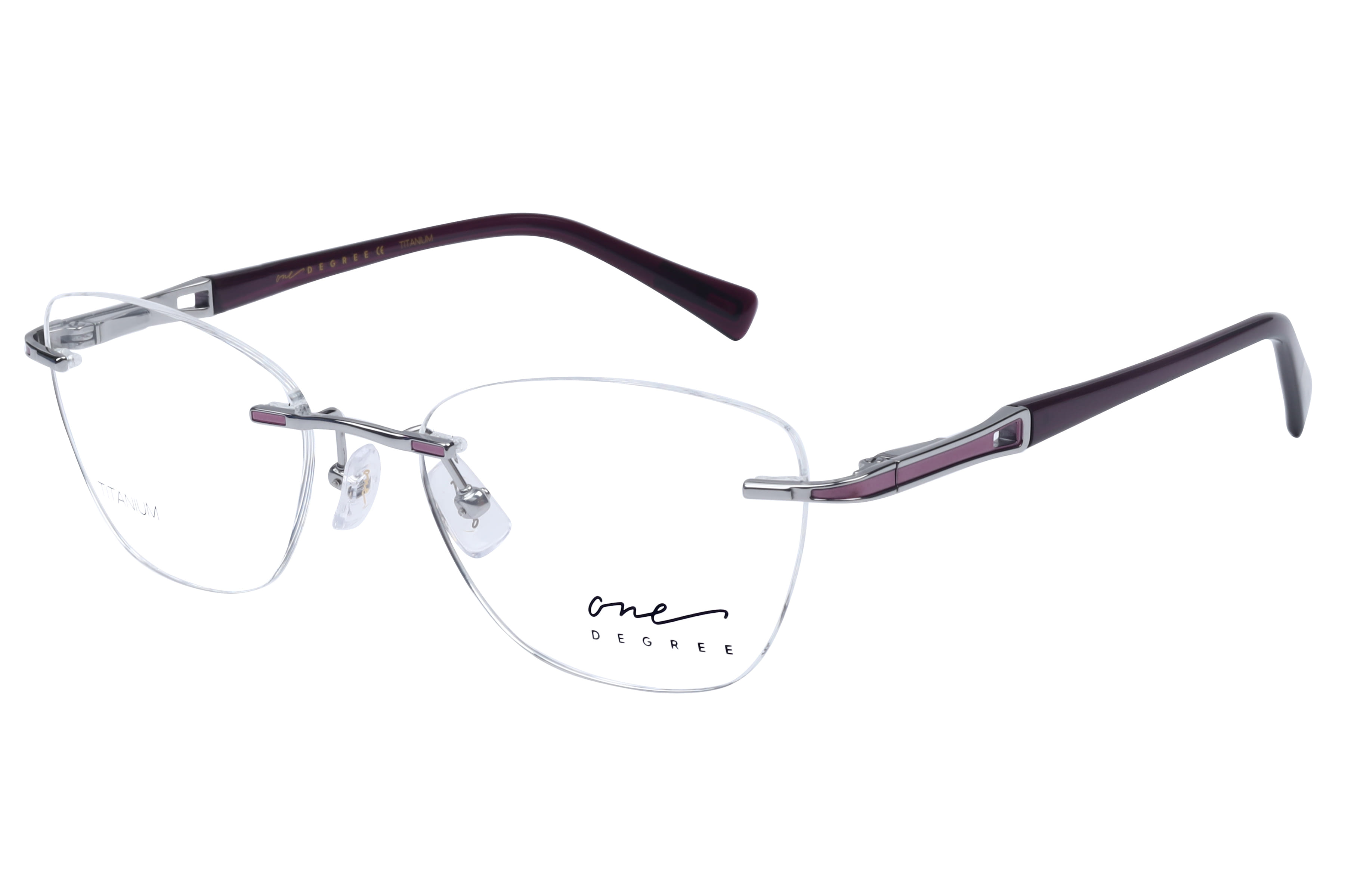 One Degree OD2003 Frame Silver Female RimLess Titanium Frame — Silver frame — view 1