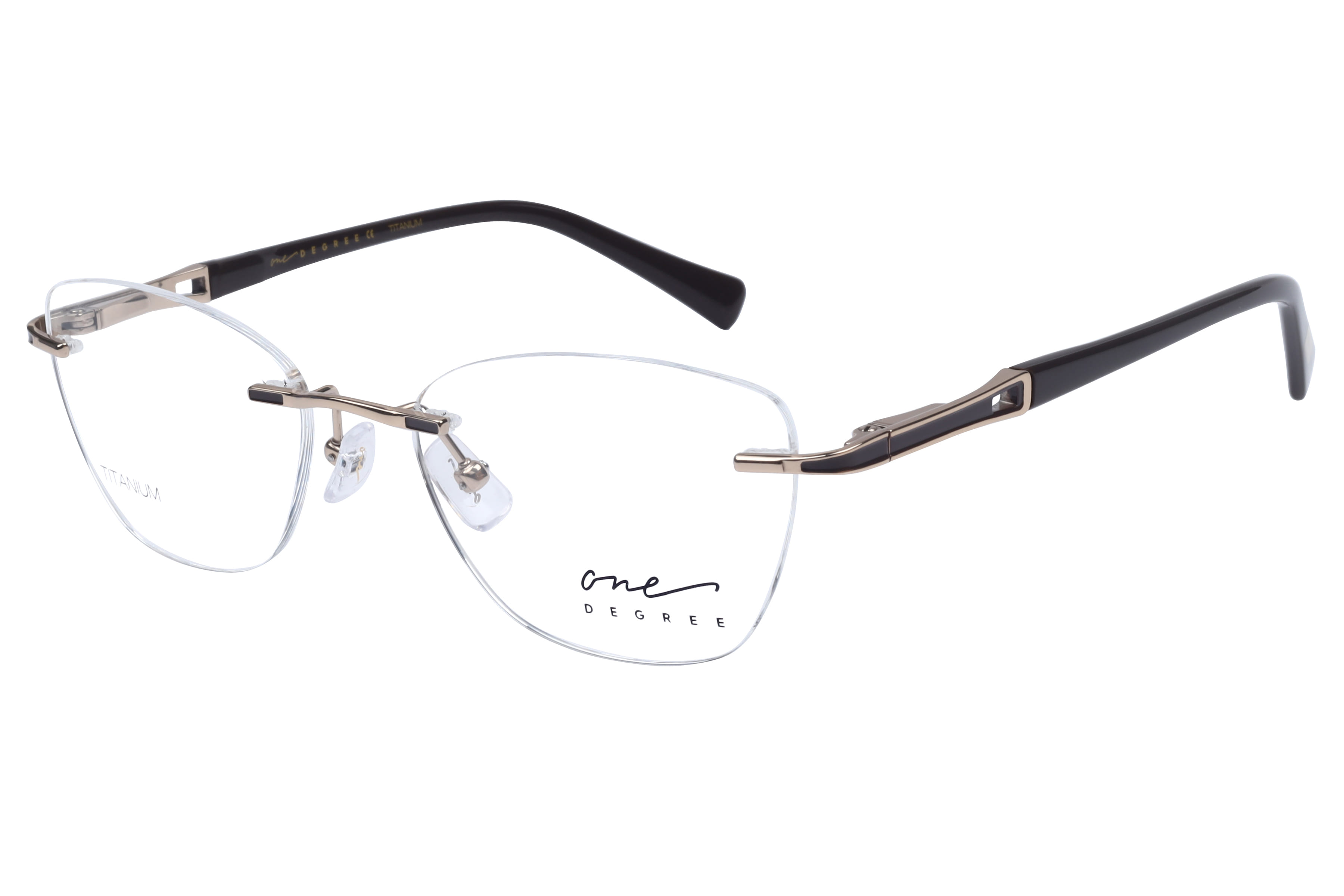 One Degree OD2003 Frame Gold Female RimLess Titanium Frame — Gold frame — view 1