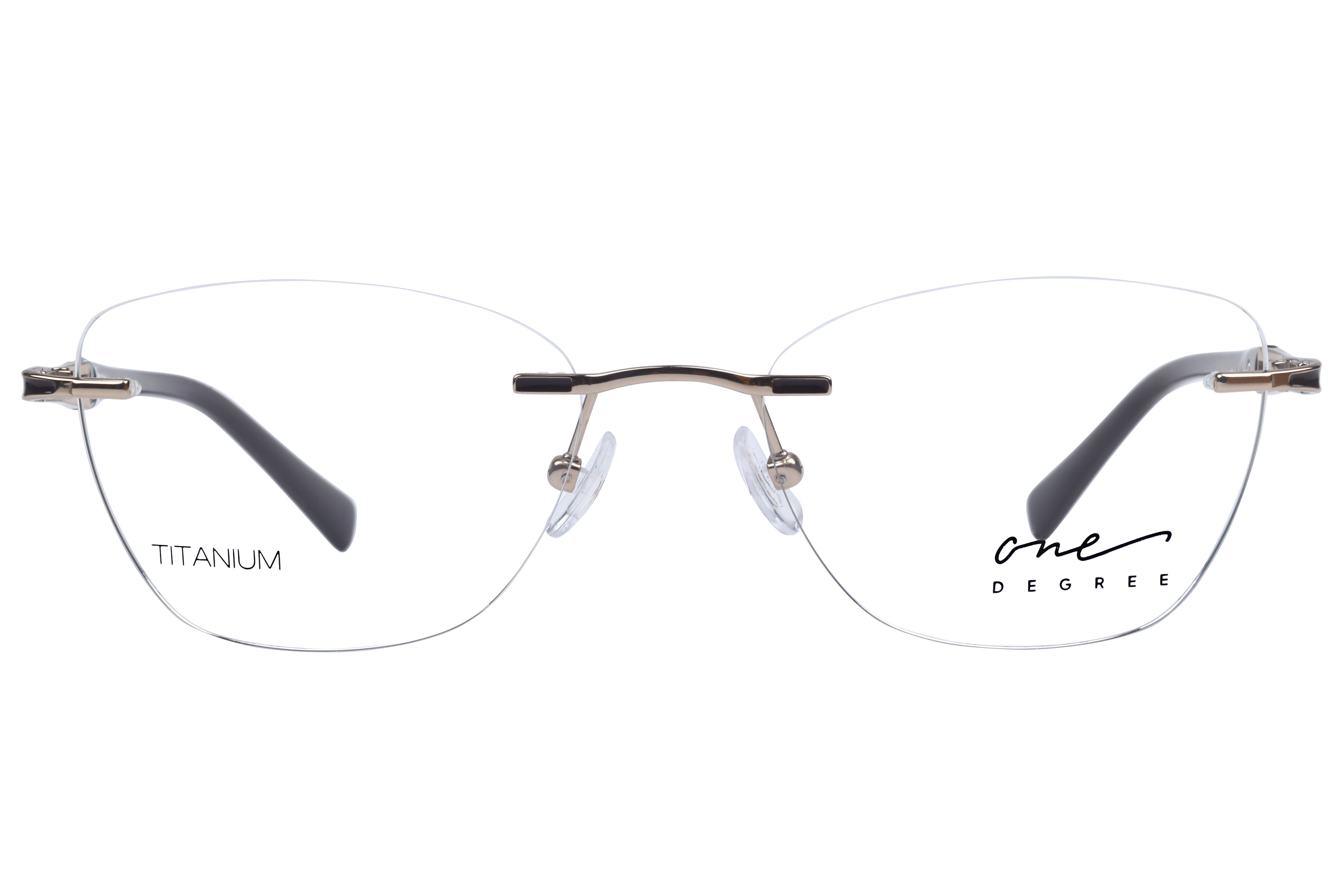 One Degree OD2003 Frame Gold Female RimLess Titanium Frame — Gold frame — view 2