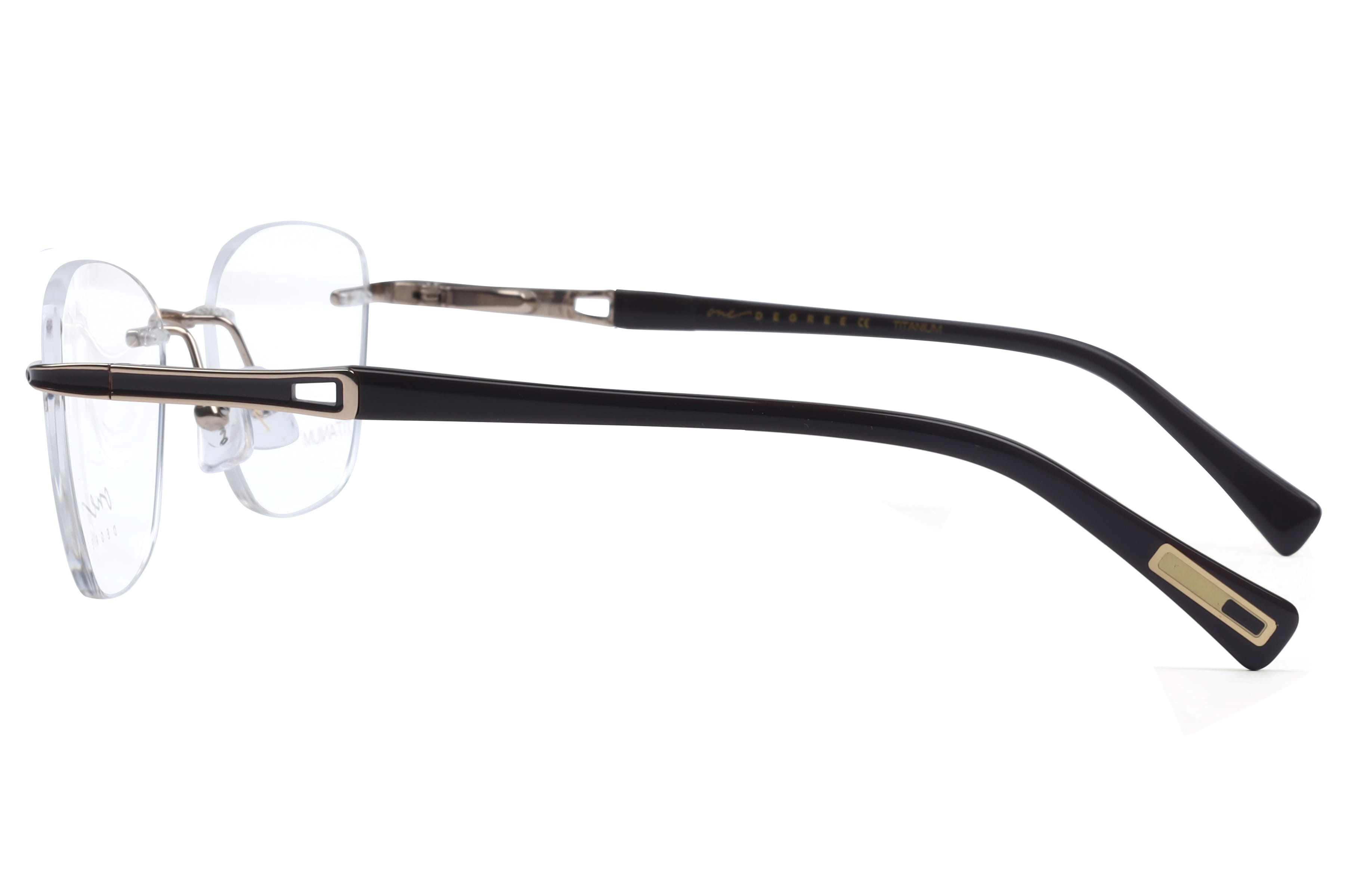 One Degree OD2003 Frame Gold Female RimLess Titanium Frame — Gold frame — view 3