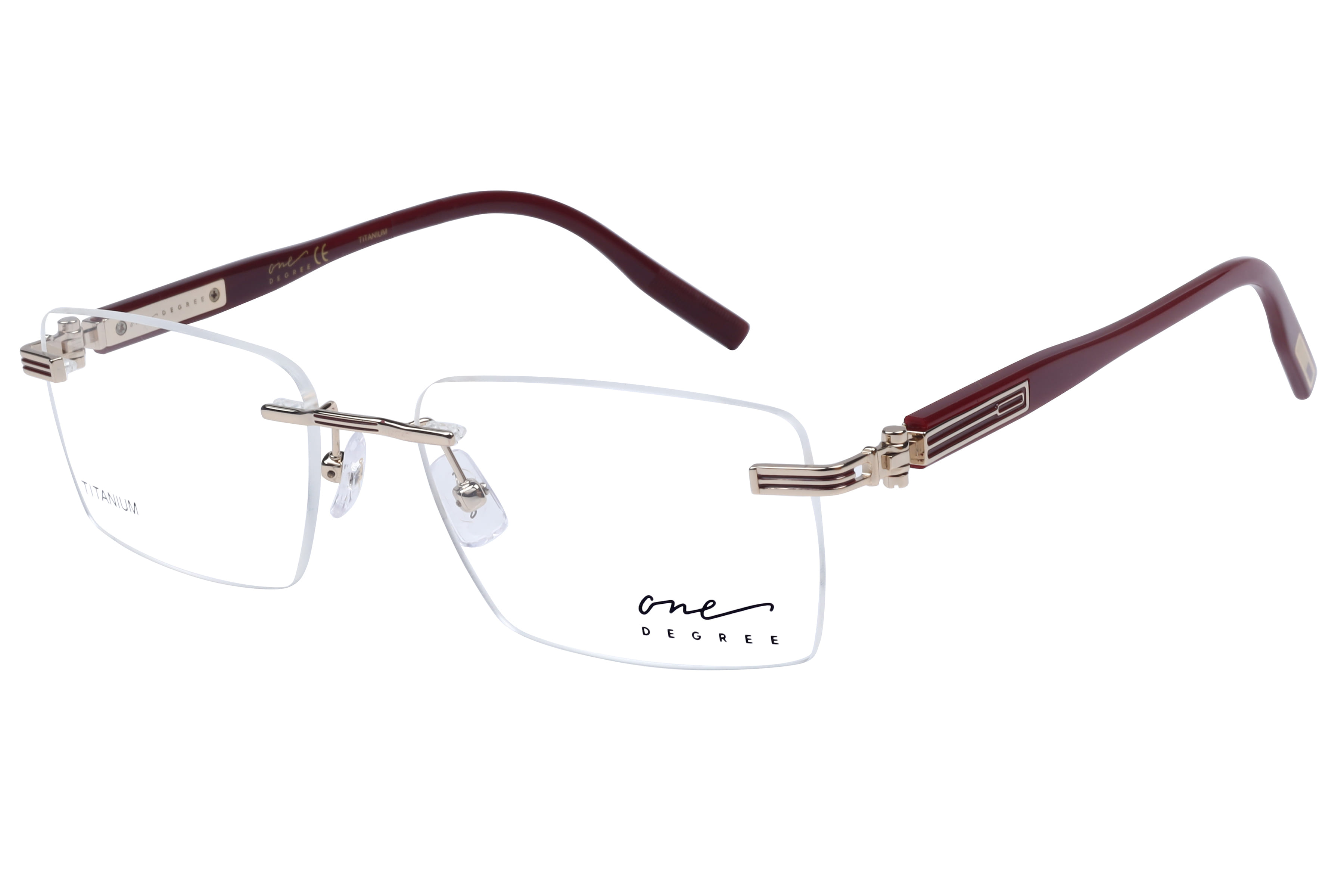 One Degree OD1008 Frame Gold Male RimLess Shell Frame — Gold frame — view 1
