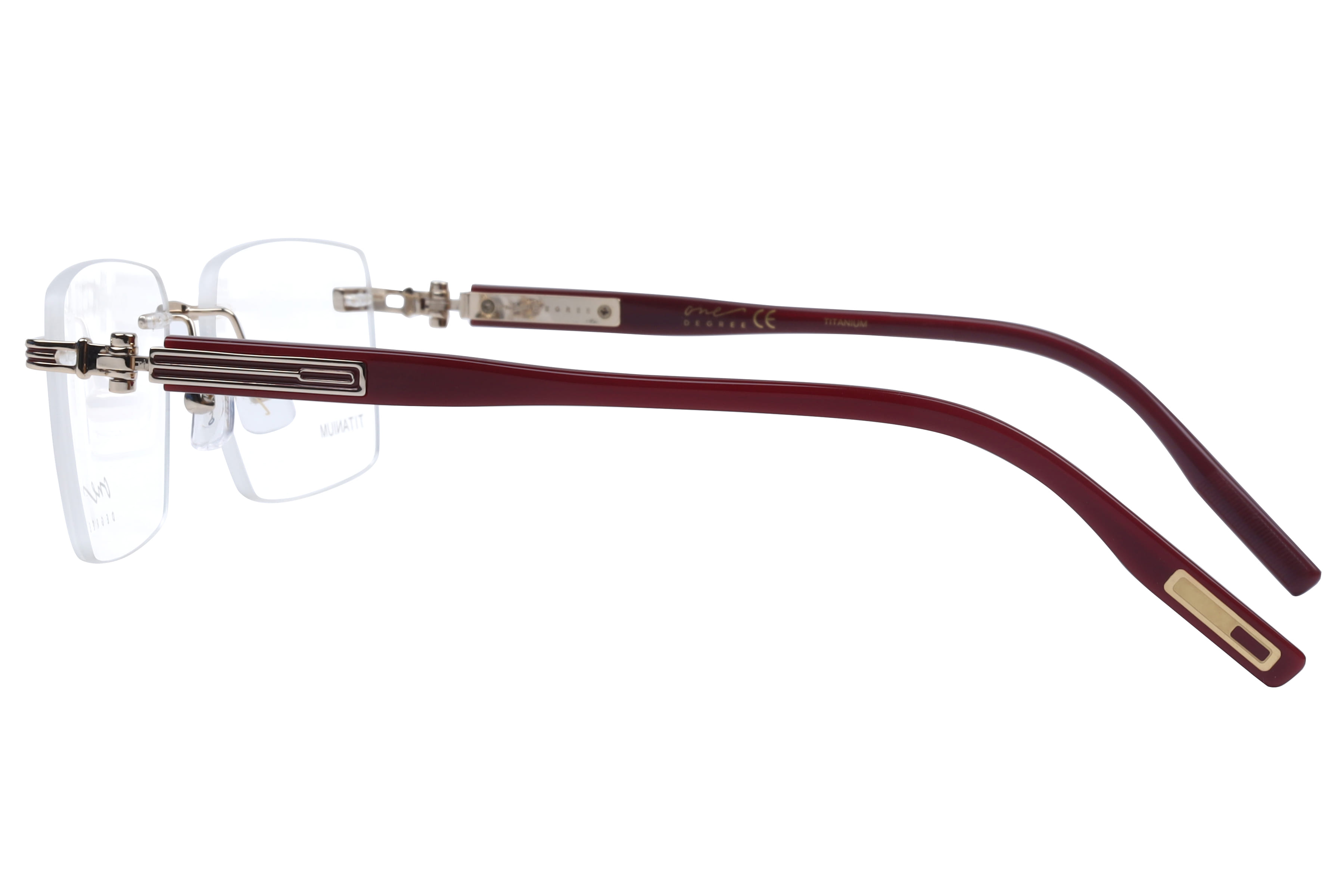 One Degree OD1008 Frame Gold Male RimLess Shell Frame — Gold frame — view 3