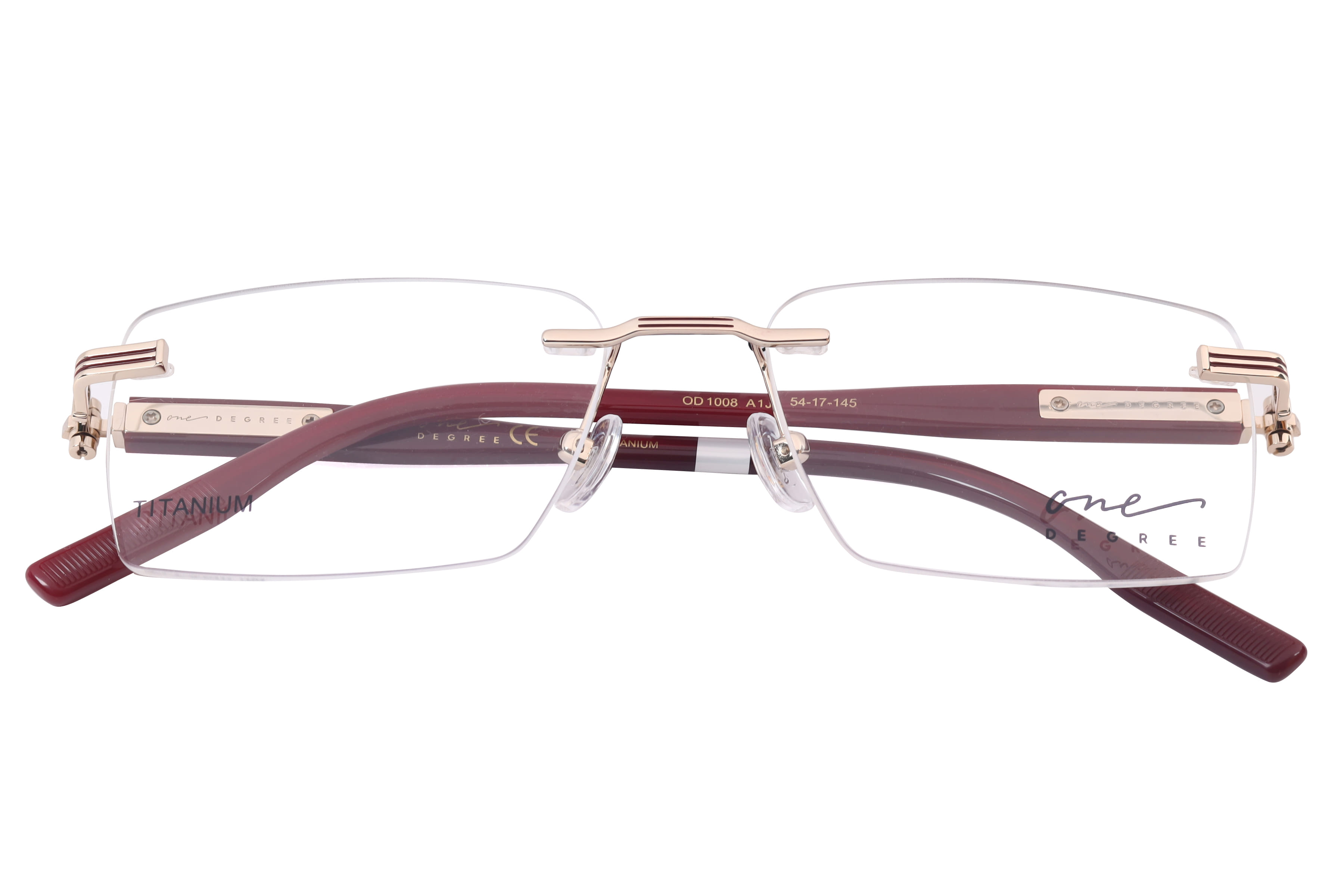 One Degree OD1008 Frame Gold Male RimLess Shell Frame — Gold frame — view 4