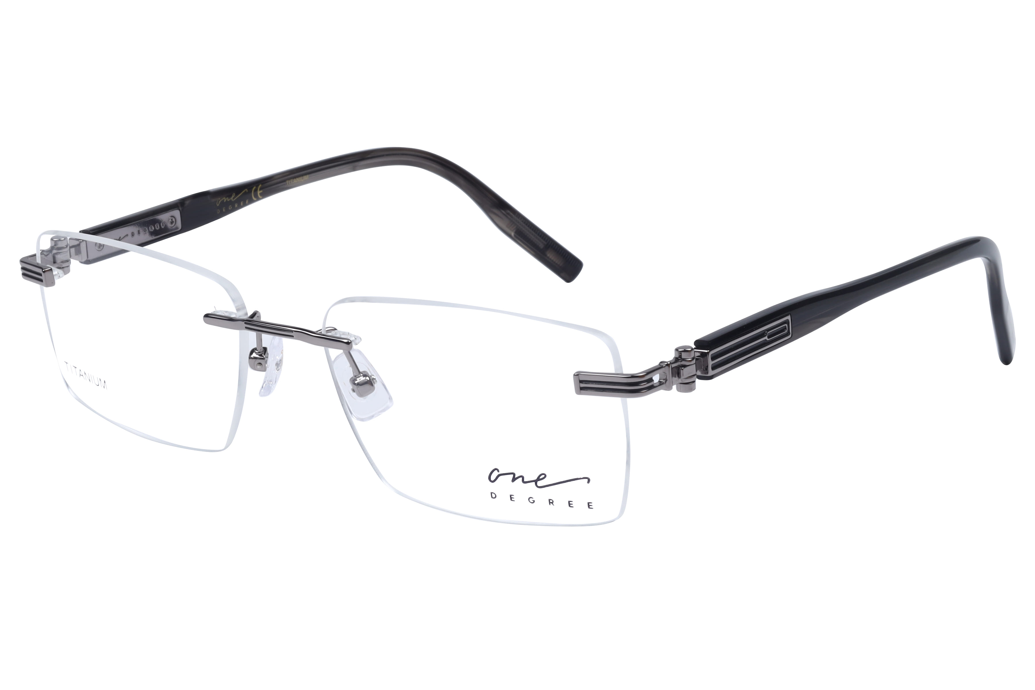 One Degree OD1008 Frame Gun Metal Male RimLess Shell Frame — Gun Metal frame — view 1