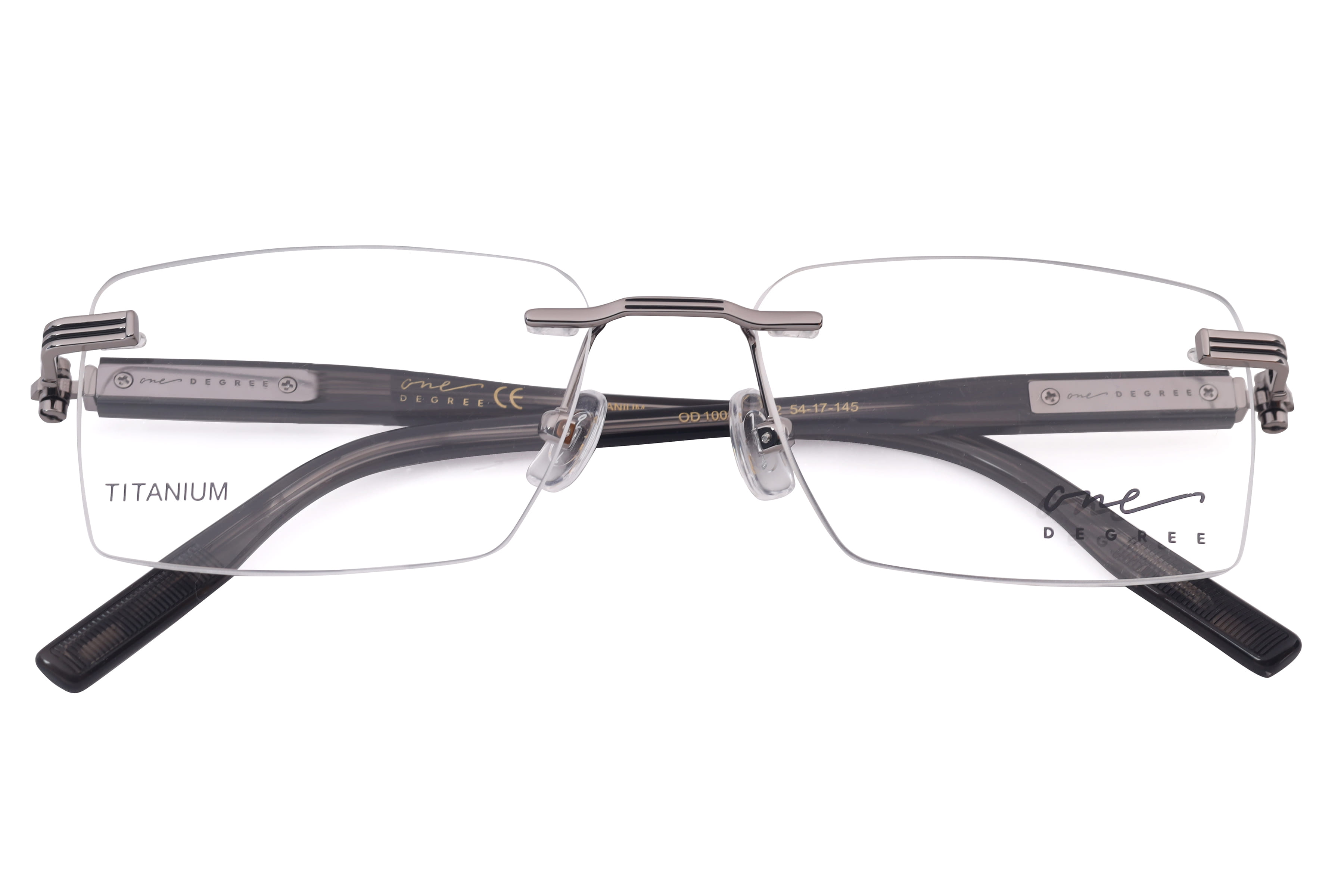 One Degree OD1008 Frame Gun Metal Male RimLess Shell Frame — Gun Metal frame — view 3