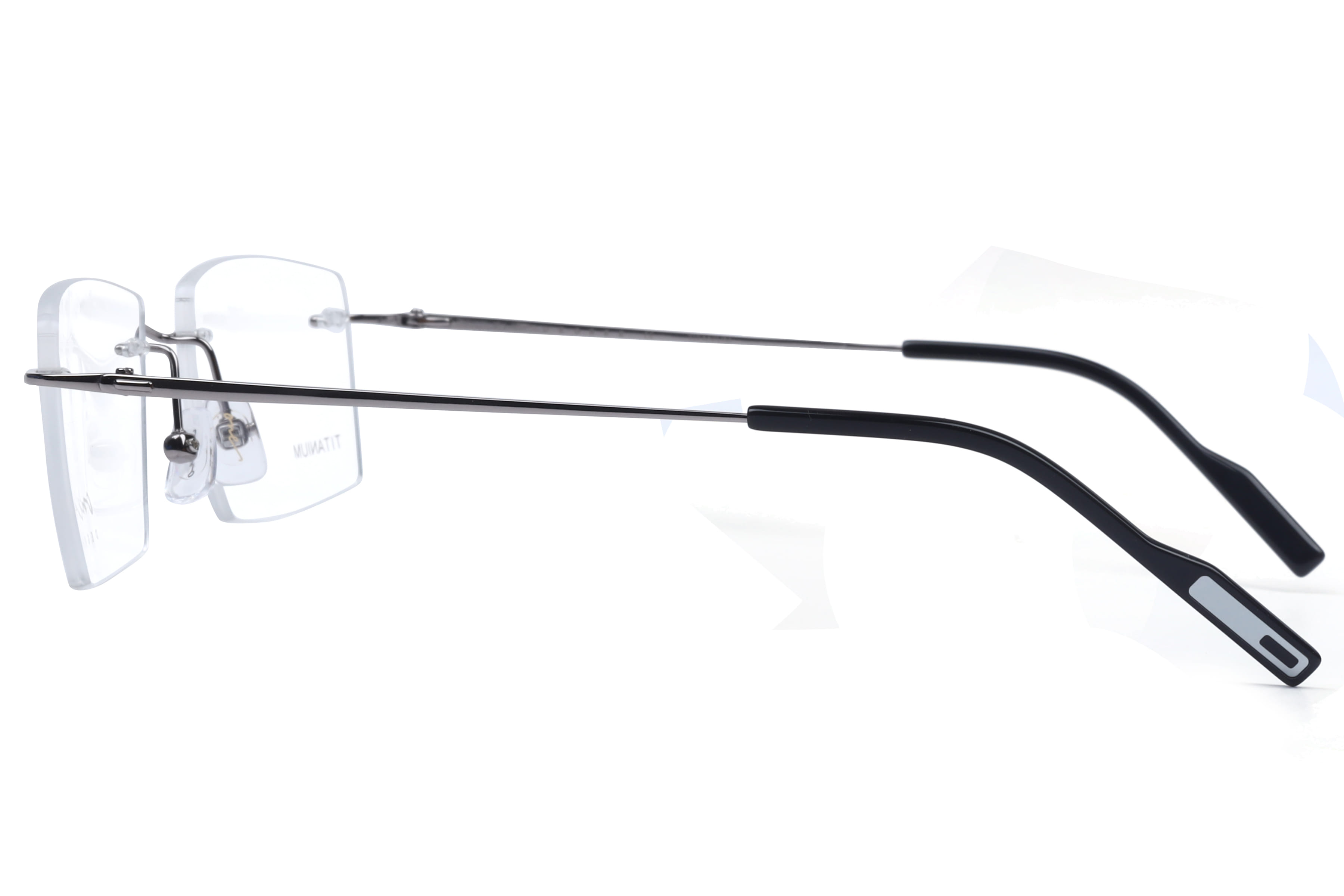One Degree OD4008 Frame Gun Metal Male RimLess Titanium Frame — Gun Metal frame — view 2