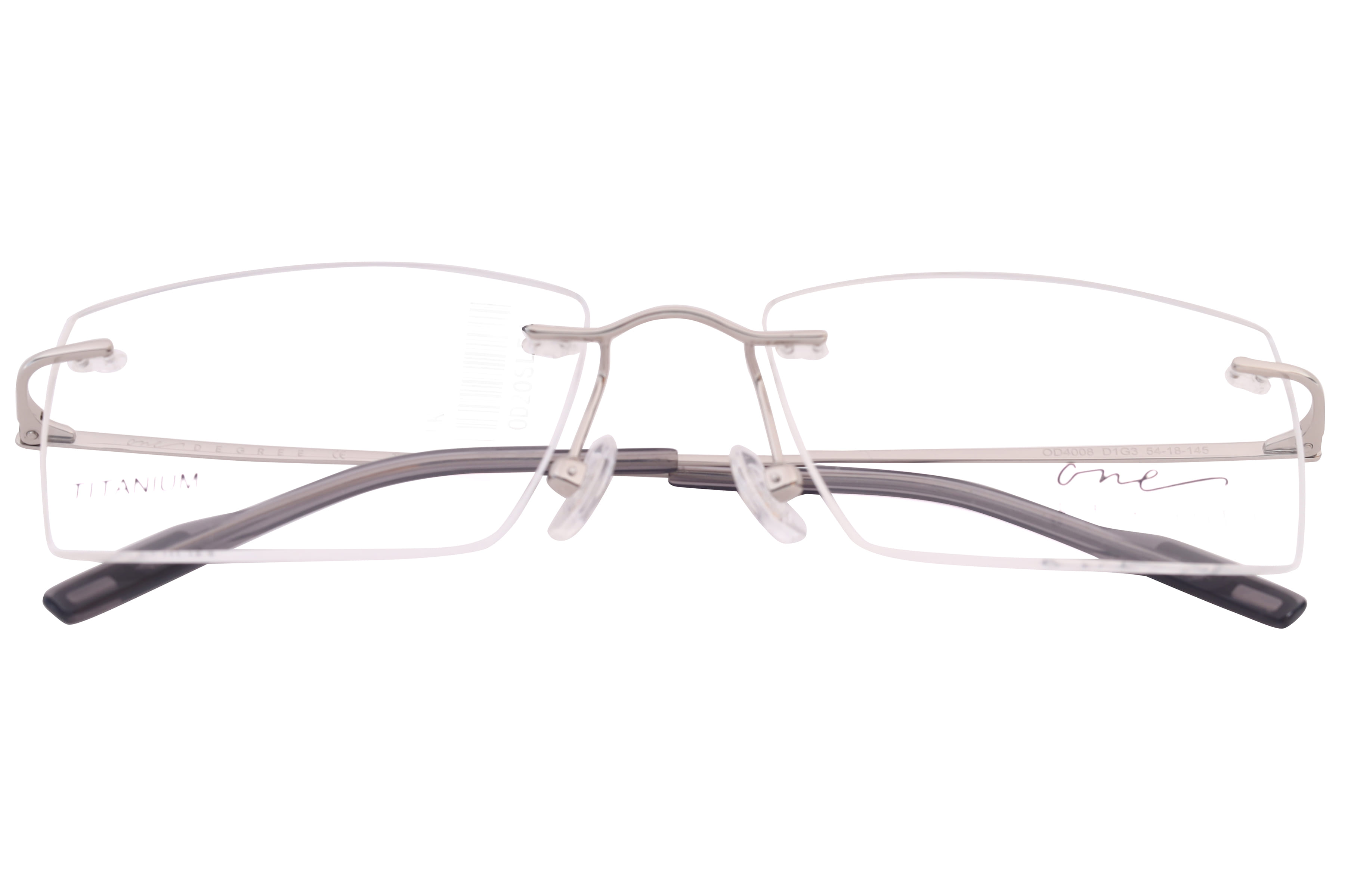 One Degree OD4008 Frame Silver Male RimLess Titanium Frame — Silver frame — view 3