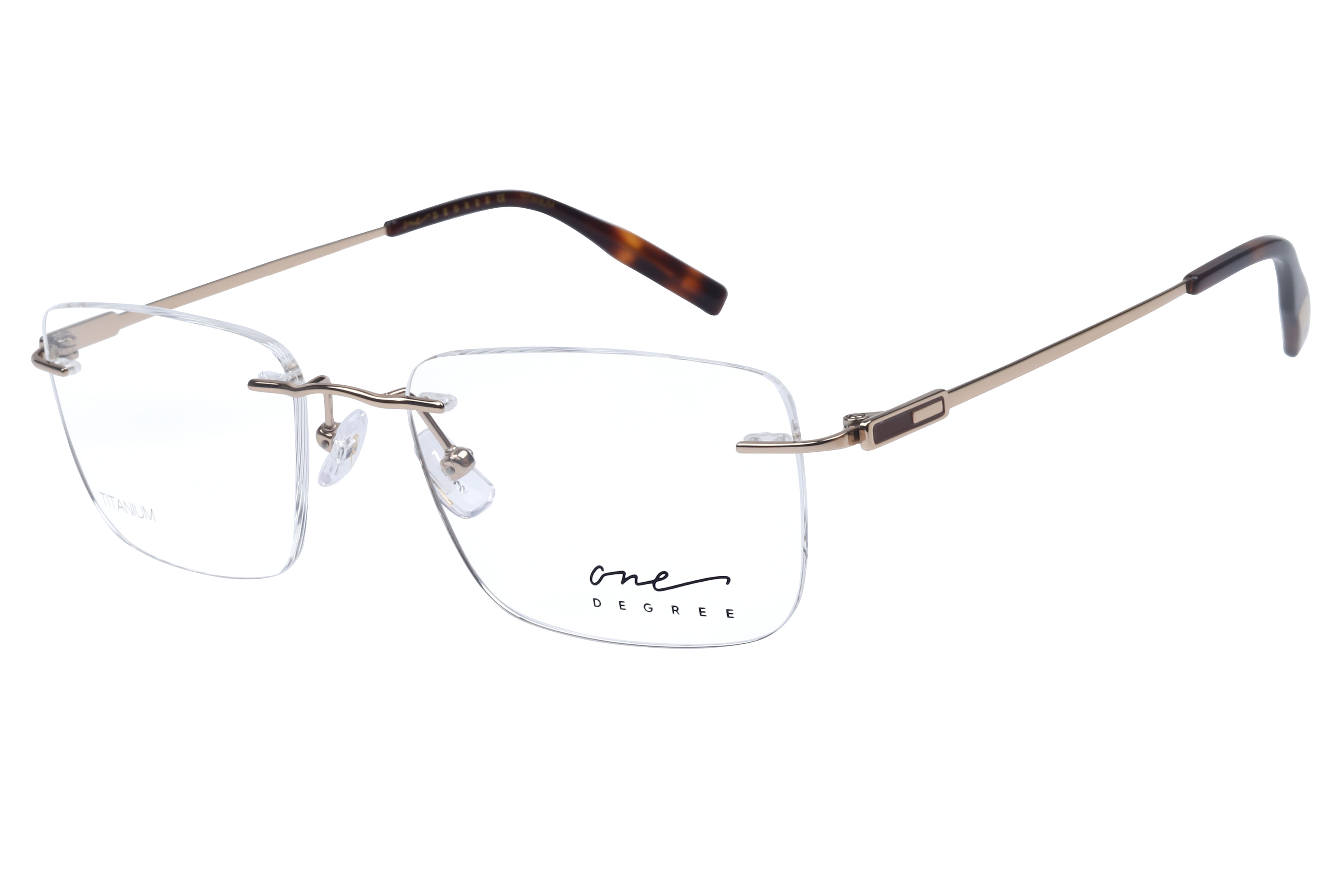 One Degree OD1003 Frame Gold Male RimLess Titanium Frame — Gold frame — view 1
