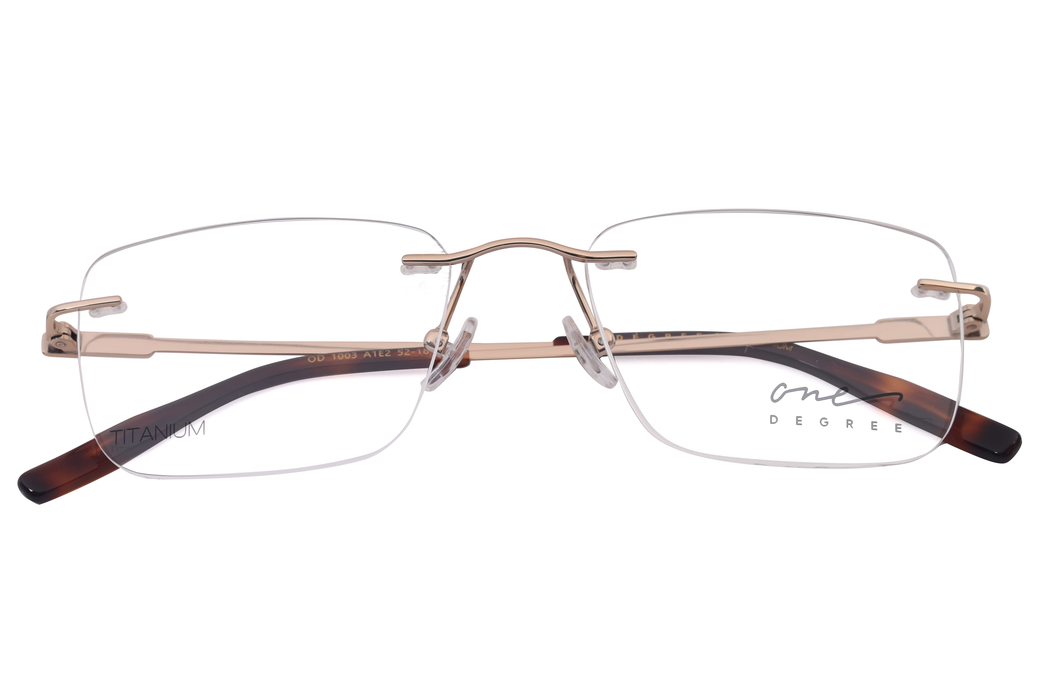 One Degree OD1003 Frame Gold Male RimLess Titanium Frame — Gold frame — view 3