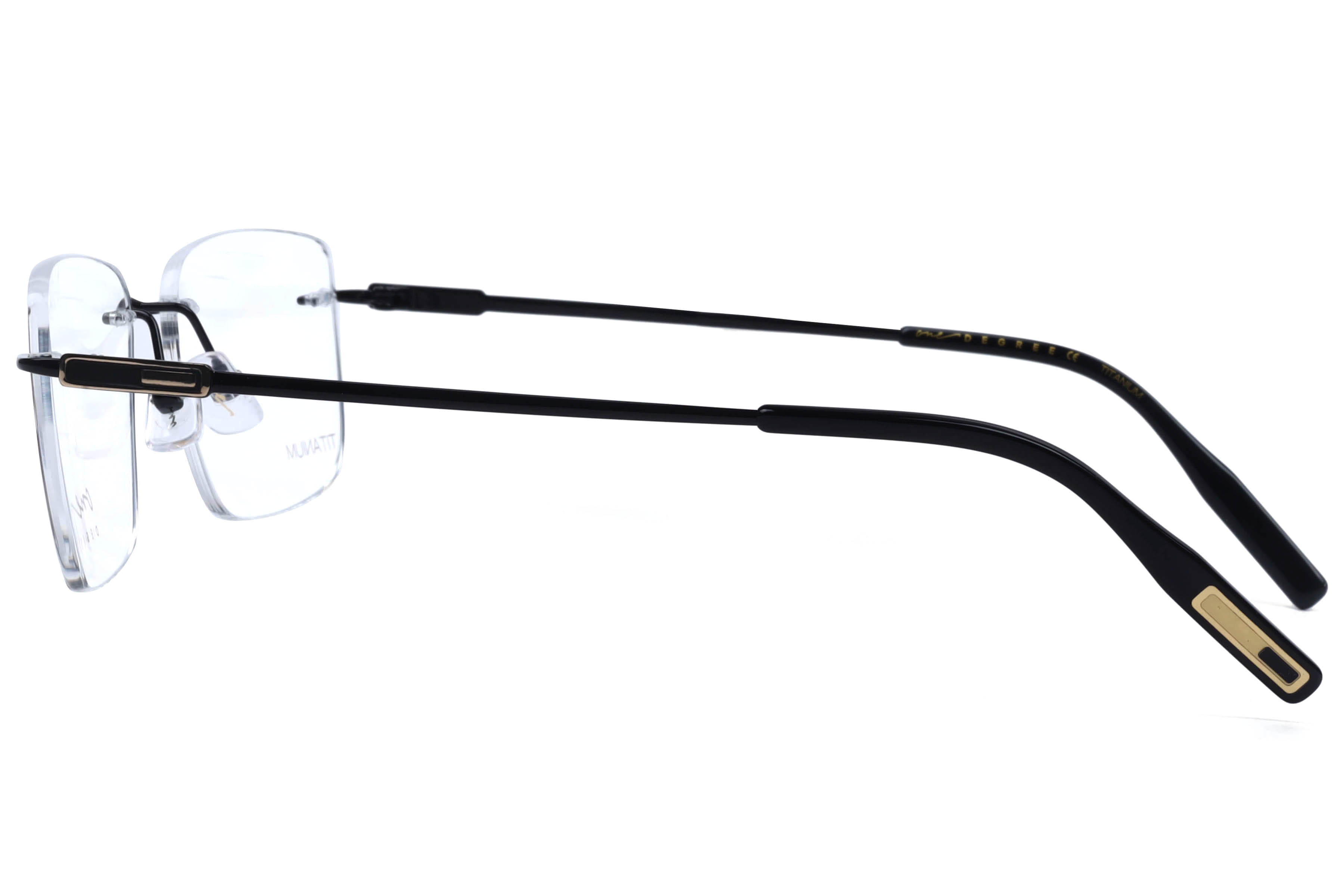 One Degree OD1003 Frame Black Male RimLess Titanium Frame — Black frame — view 3