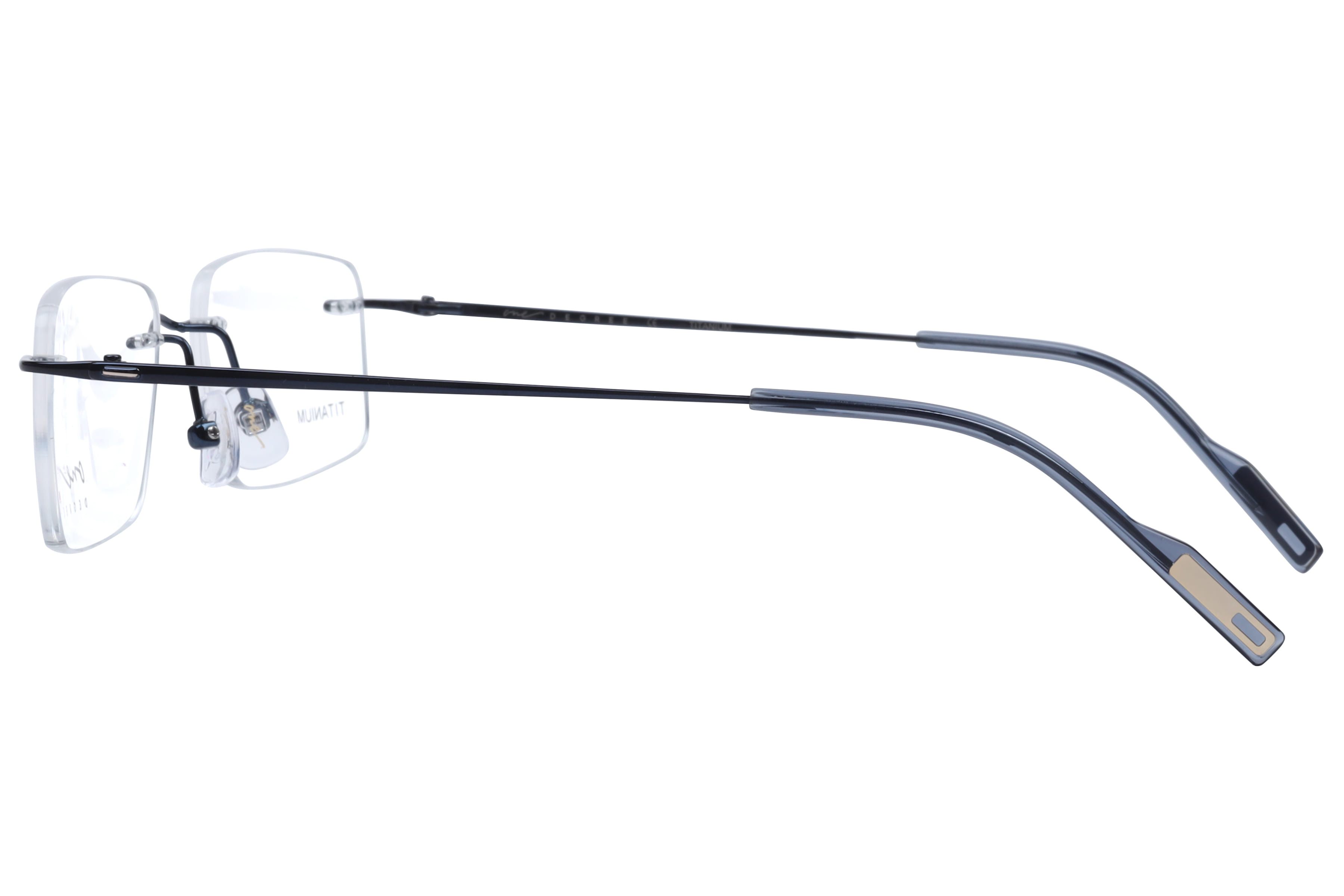 One Degree OD6002 Frame Blue Unisex RimLess Titanium Frame — Blue frame — view 3