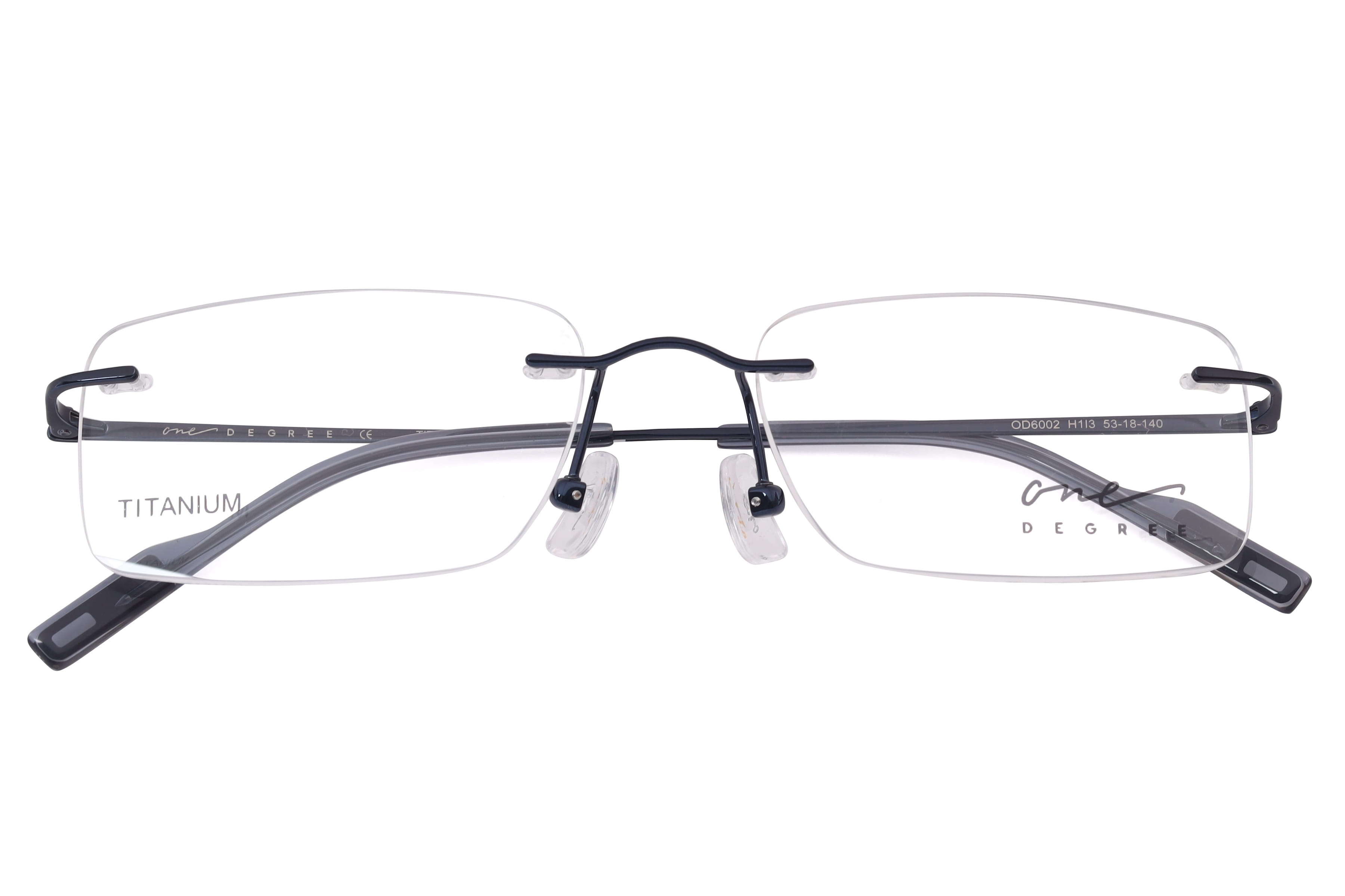 One Degree OD6002 Frame Blue Unisex RimLess Titanium Frame — Blue frame — view 4