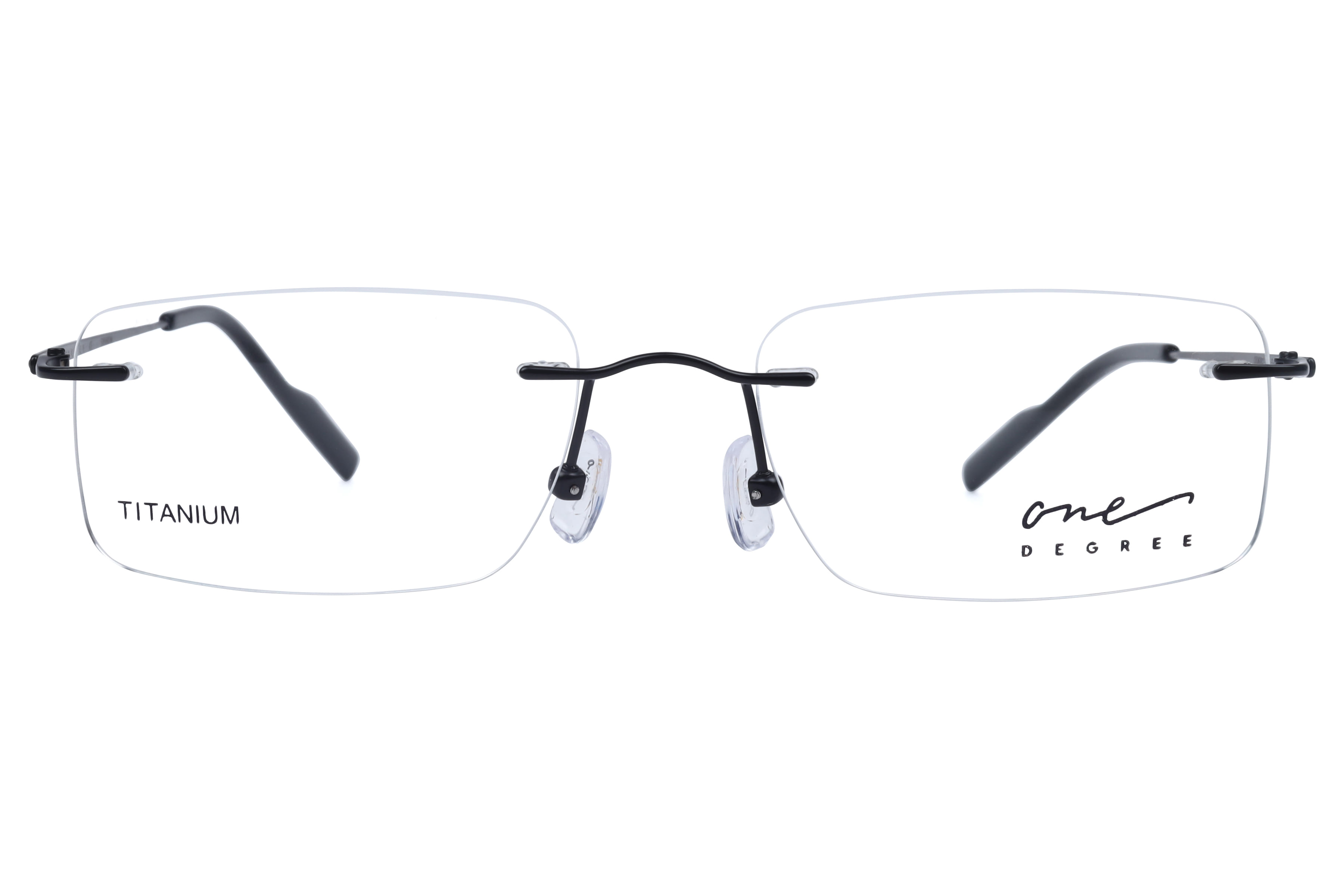 One Degree OD6002 Frame Matt Black Unisex RimLess Titanium Frame — Matt Black frame — view 1