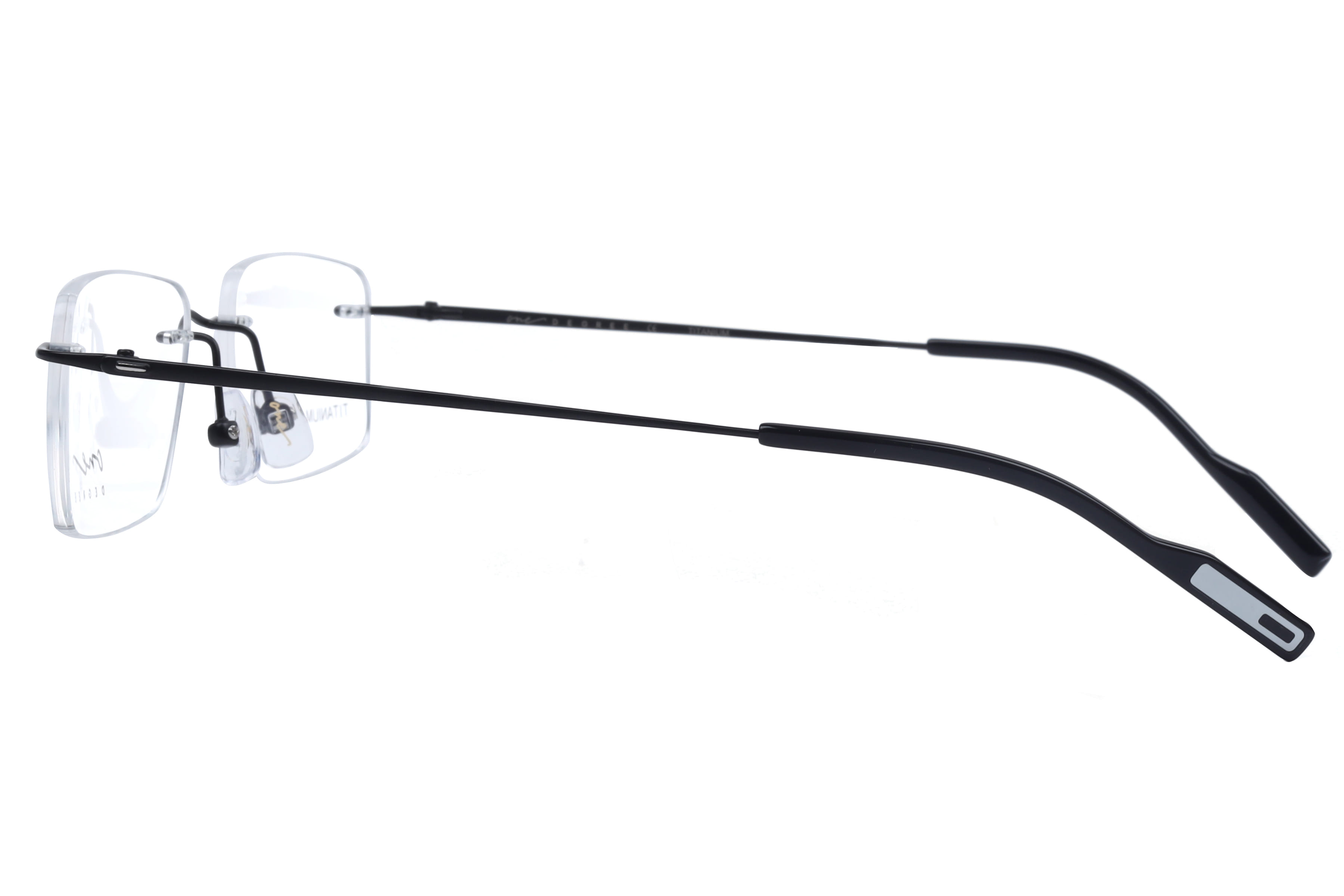 One Degree OD6002 Frame Matt Black Unisex RimLess Titanium Frame — Matt Black frame — view 2