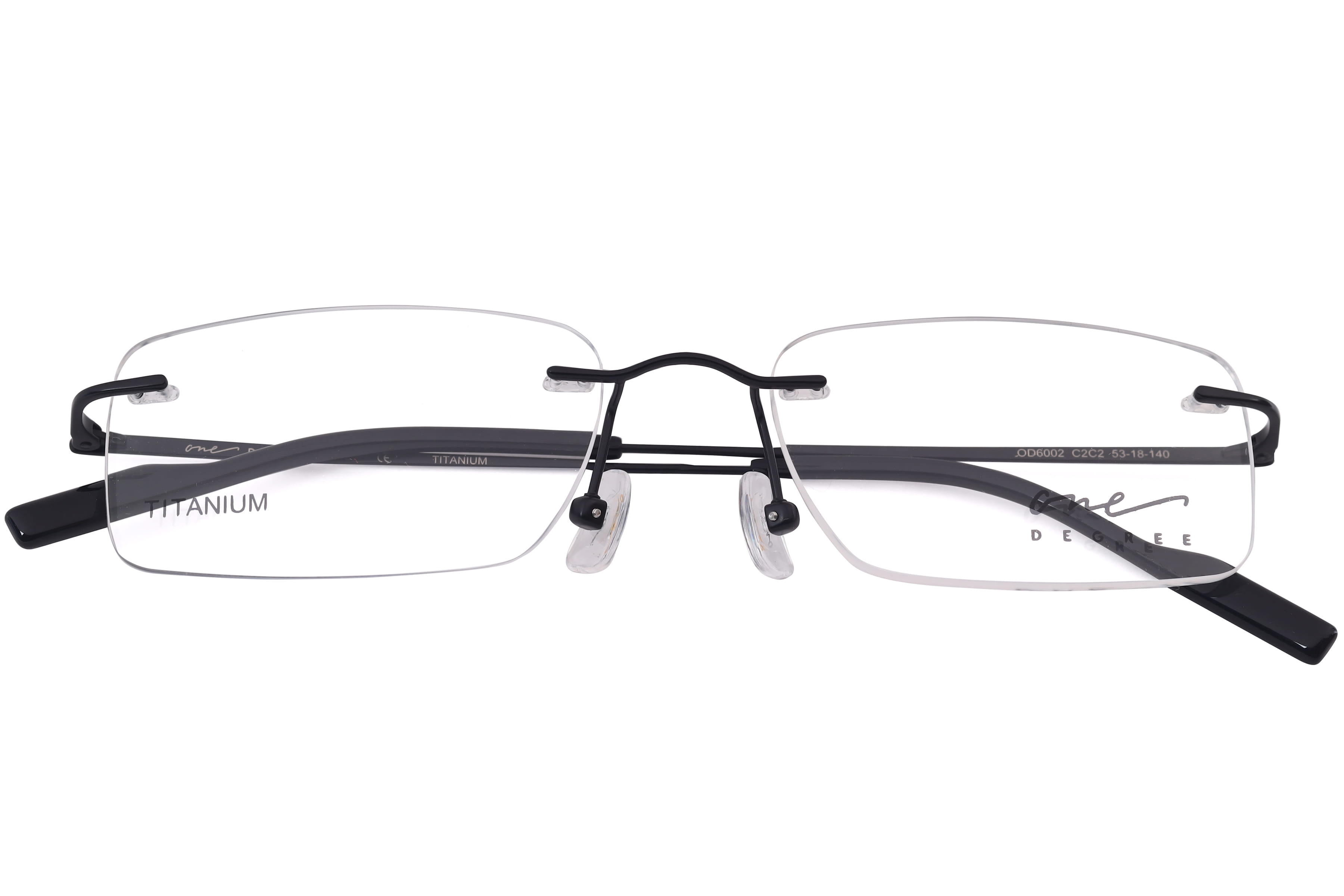 One Degree OD6002 Frame Matt Black Unisex RimLess Titanium Frame — Matt Black frame — view 3