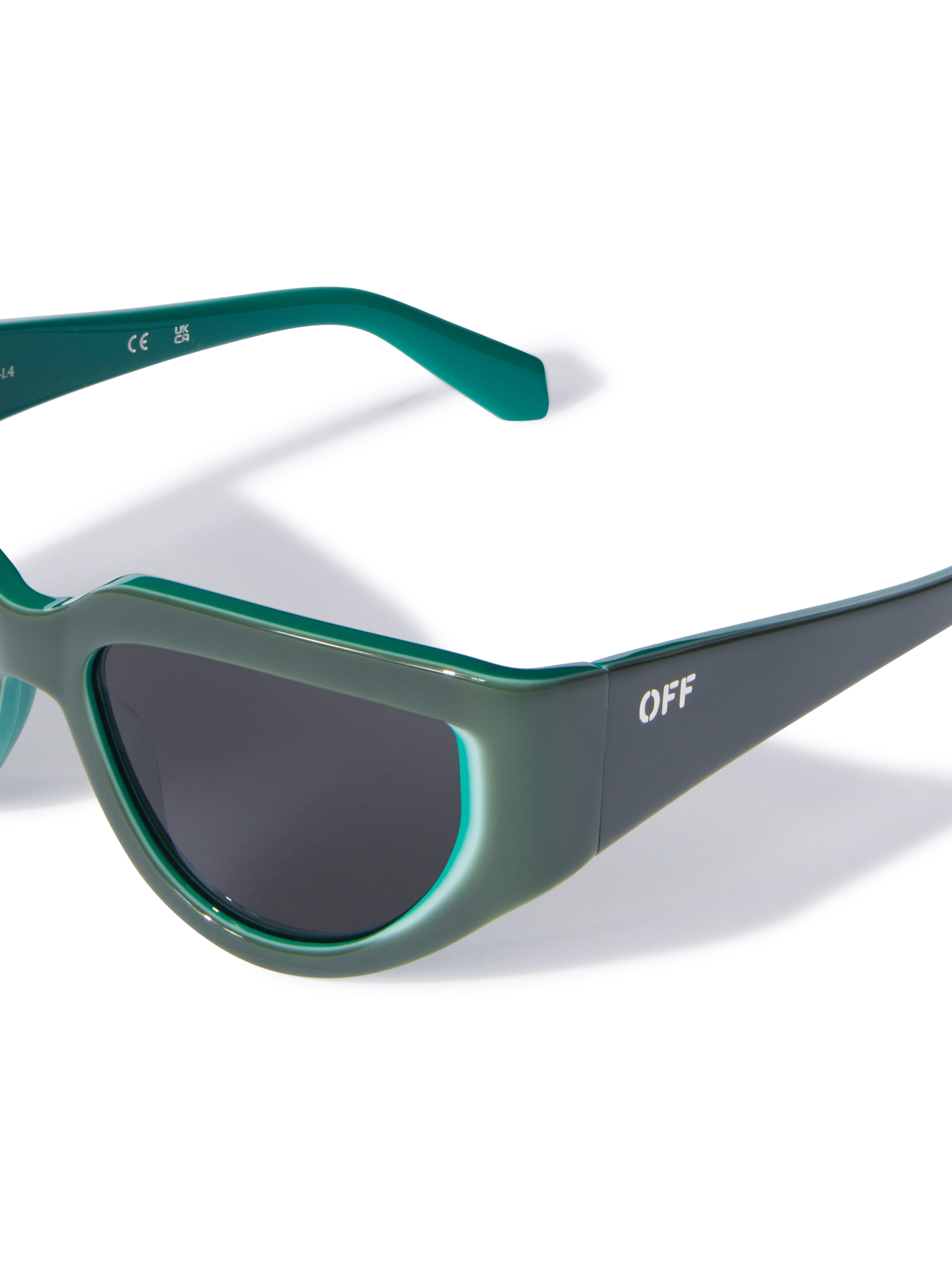 Off White OERI116 Sunglass Green Female Full Shell Sunglass — Green frame — view 3