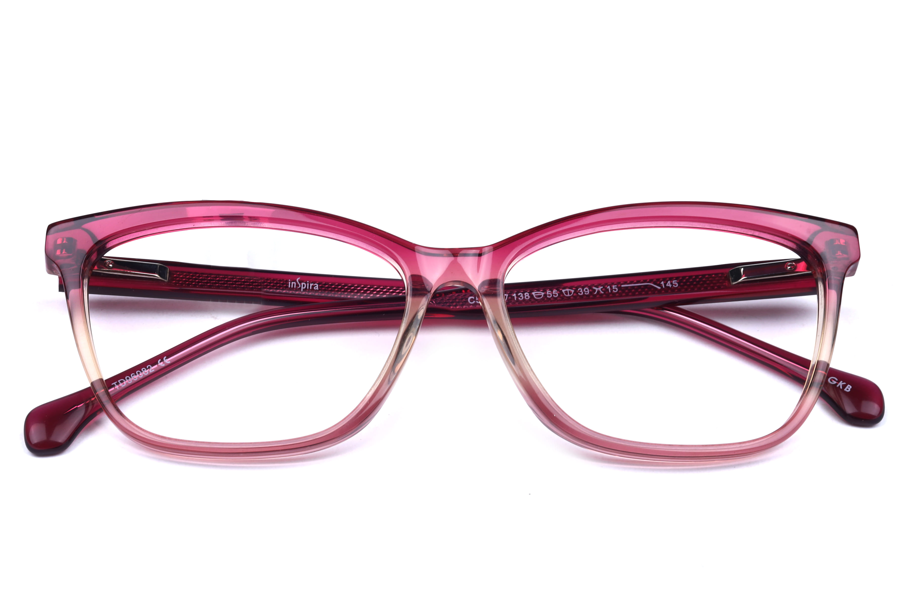 Inspira TD96082 Frame Transparent Pink Female Full Shell Frame — Transparent Pink frame — view 3