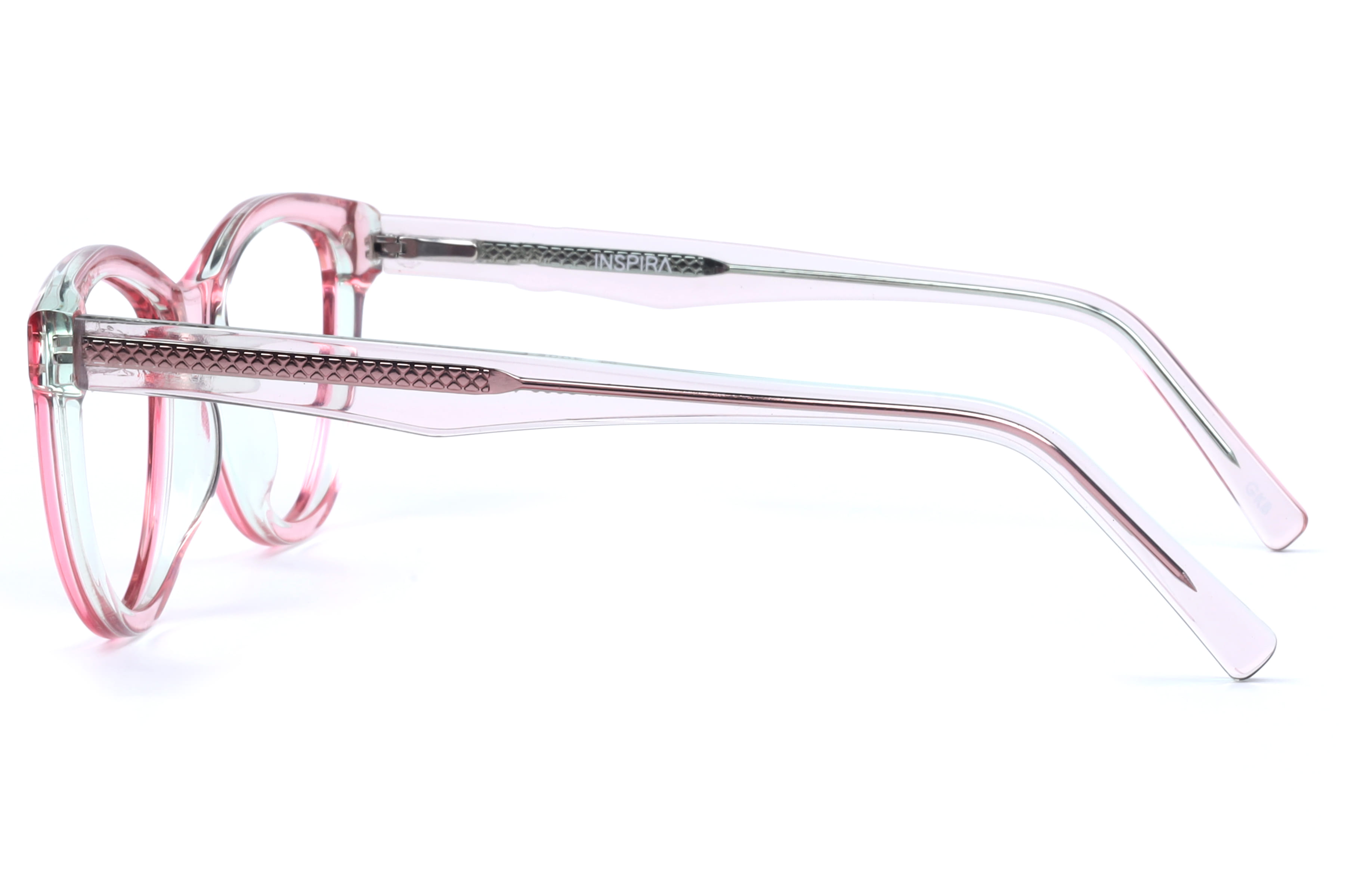 Inspira M.3005 Frame Transparent Pink Female Full Shell Frame — Transparent Pink frame — view 3