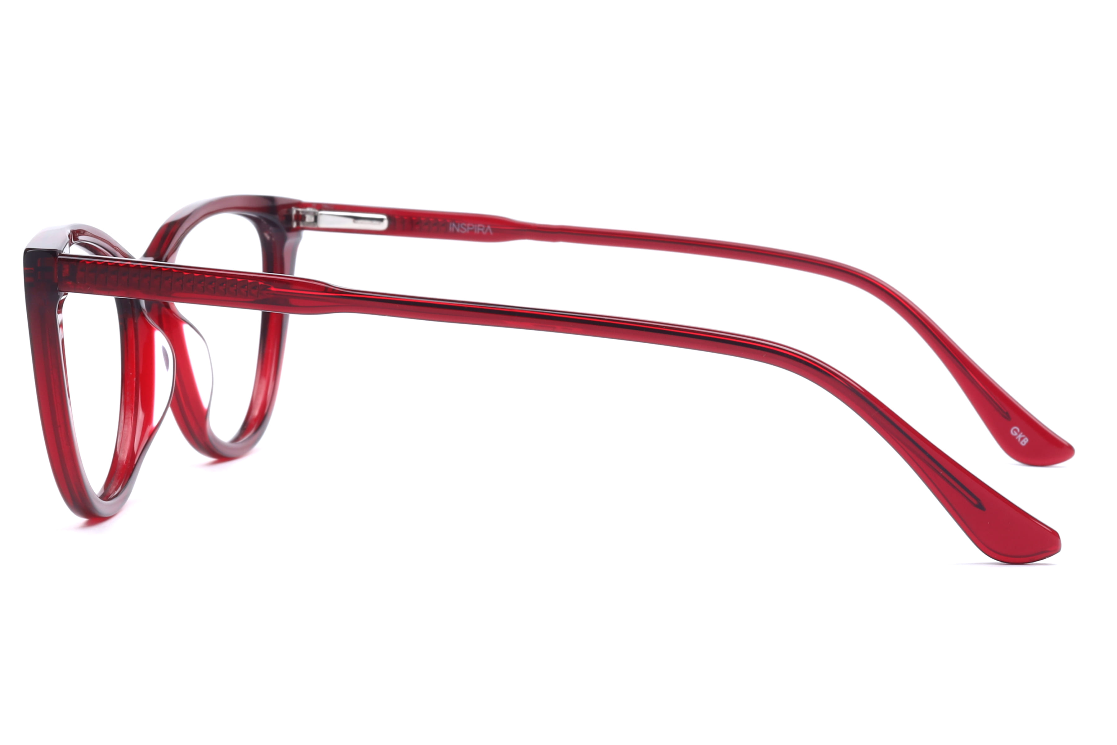 Inspira F3046 Frame Maroon Female Full Shell Frame — Maroon frame — view 2