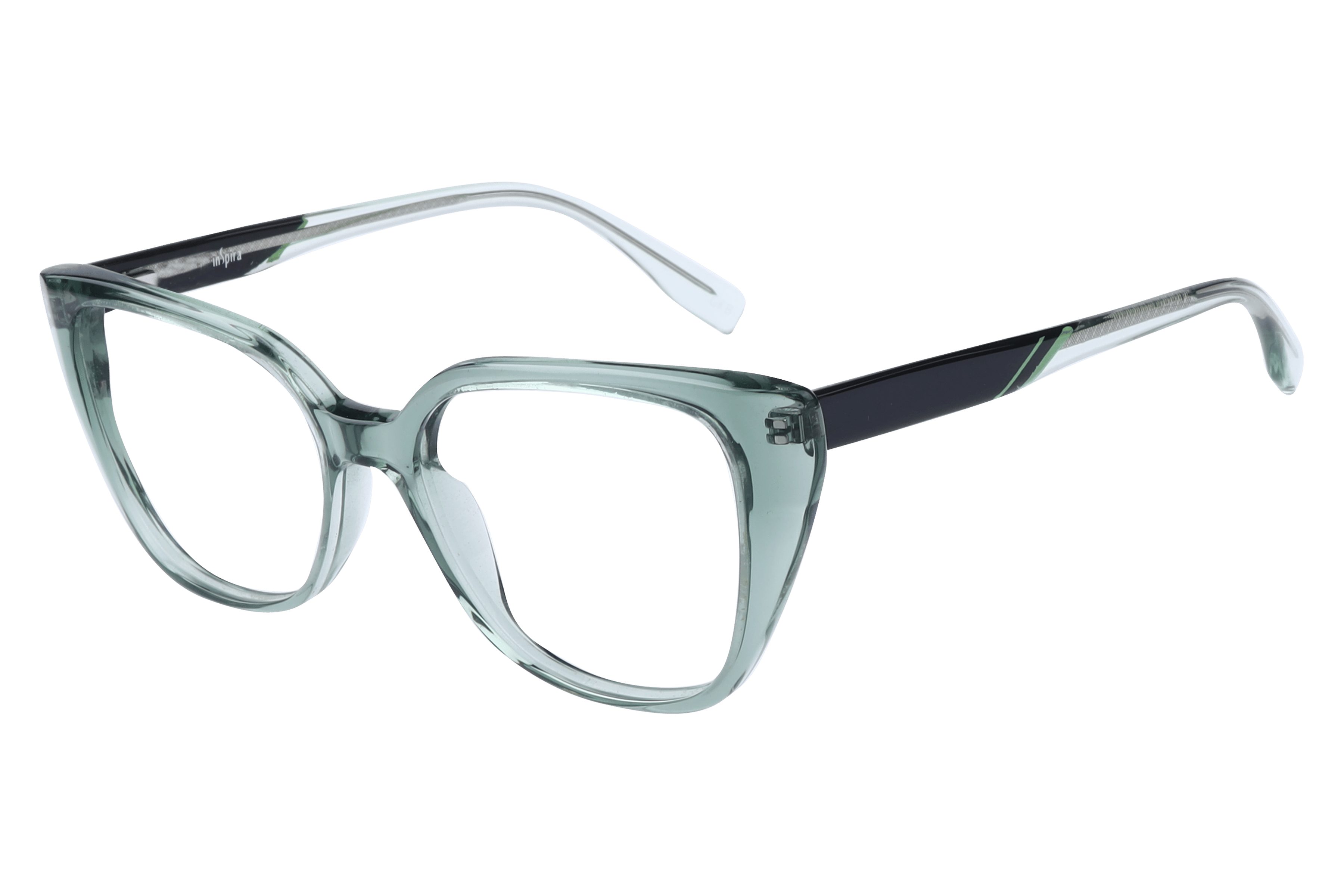 Inspira F2008 Frame Transparent Green Female Full Shell — Transparent Green frame