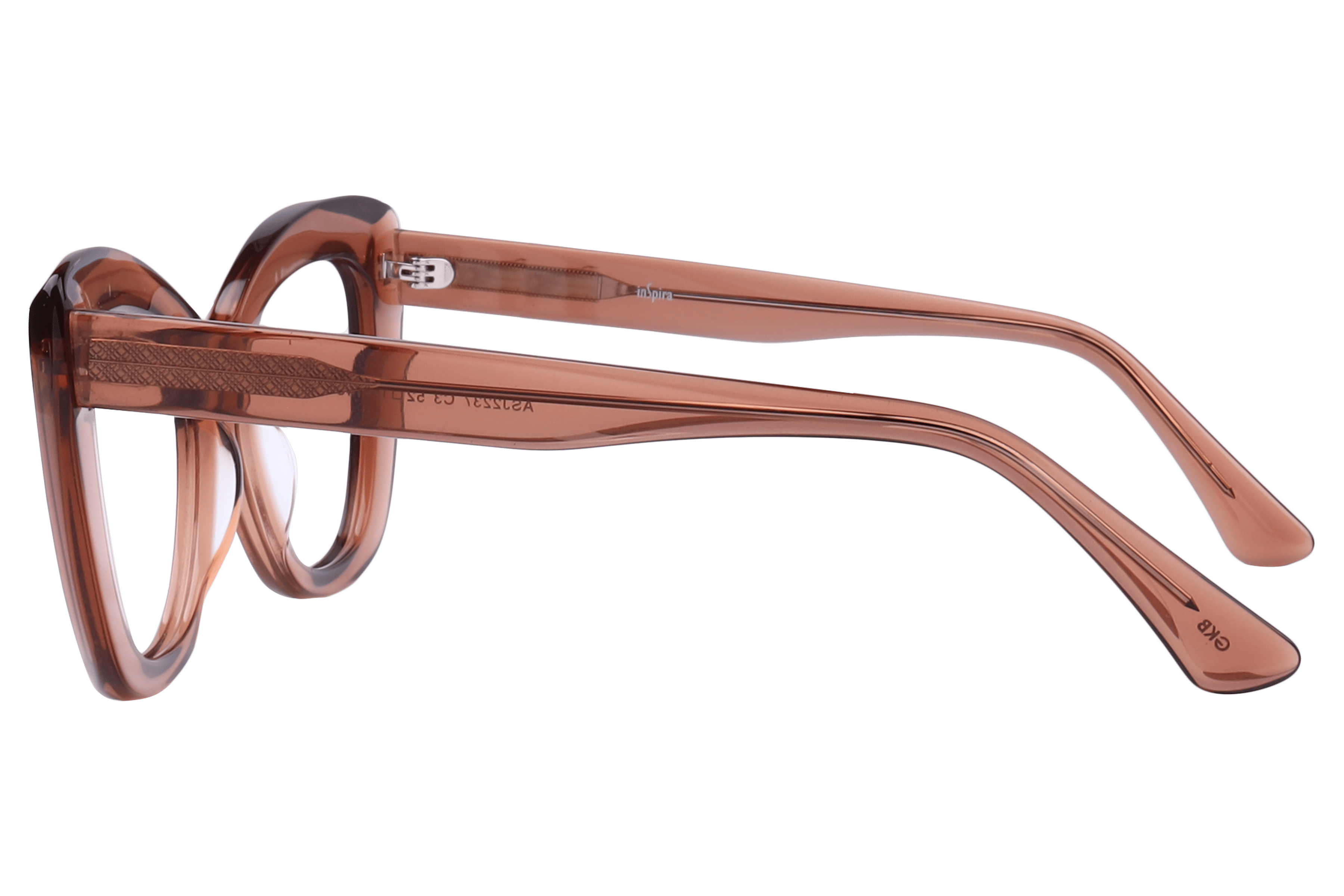 Inspira ASJ2237 Frame Transparent Brown Female Full Shell Frame — Transparent Brown frame — view 3