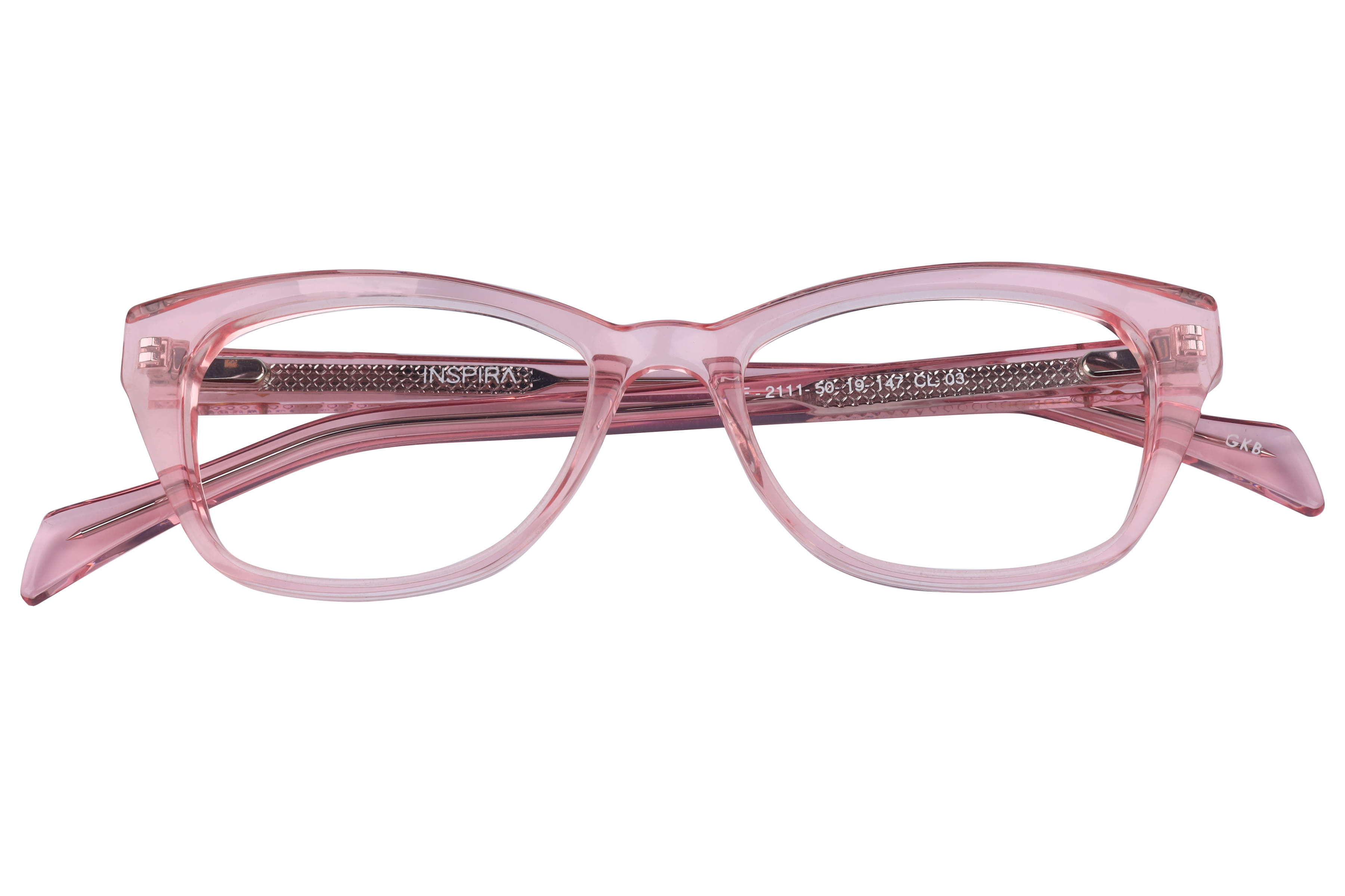 Inspira F2111 Frame Transparent Pink Female Full Shell Frame — Transparent Pink frame — view 3