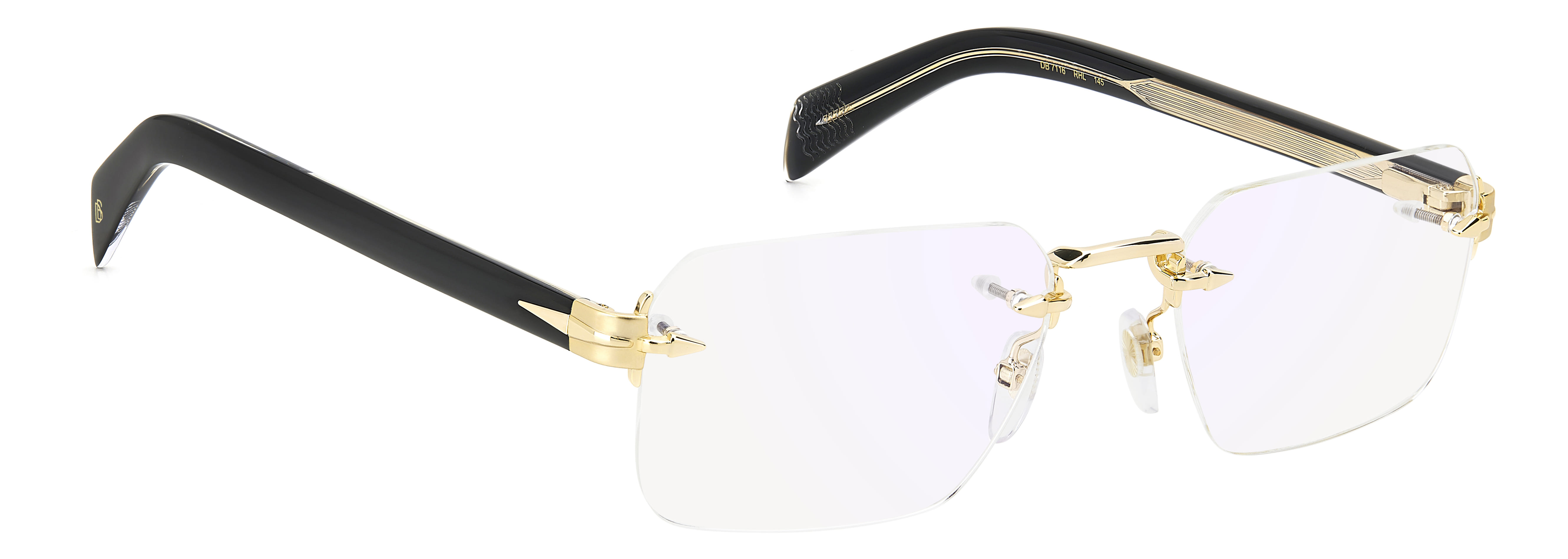 David Beckham DB 7116 Frame Gold Male RimLess Shell Frame — Gold frame — view 2