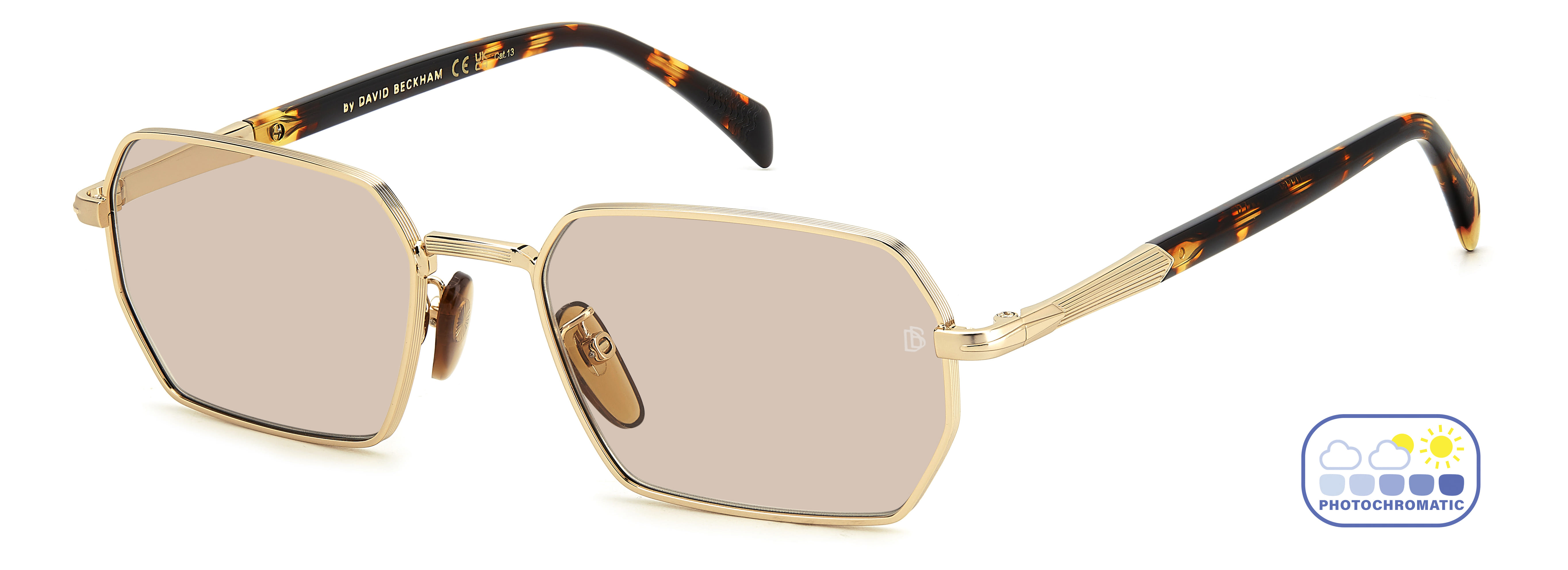 David Beckham DB 1174/S Sunglass Gold Unisex Full Metal Sunglass — Gold frame — alternate view