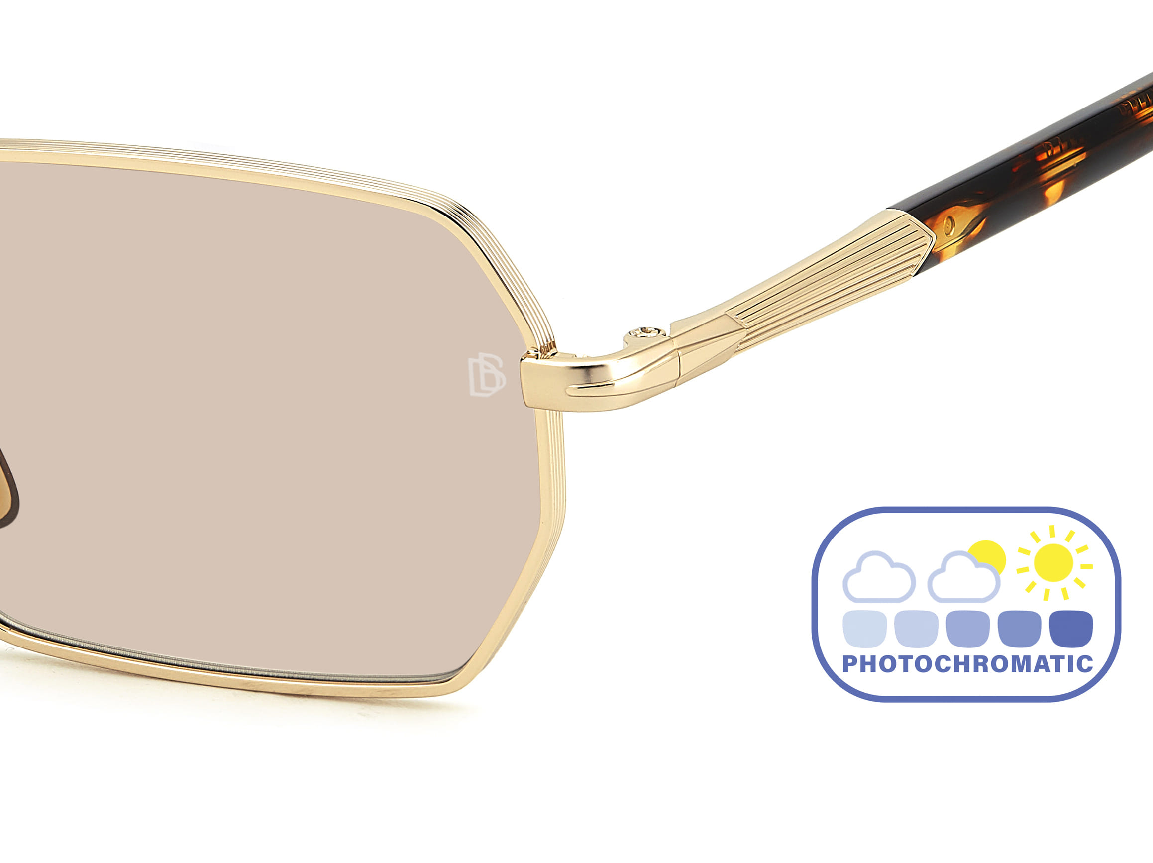 David Beckham DB 1174/S Sunglass Gold Unisex Full Metal Sunglass — Gold frame — view 3