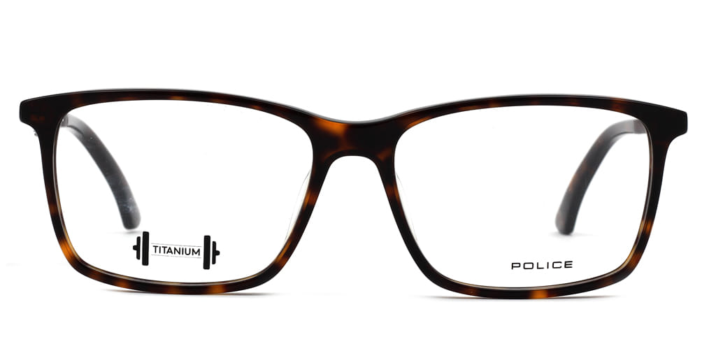 Police VPL683K Frame Brown Male Full Titanium Frame — Brown frame — view 3