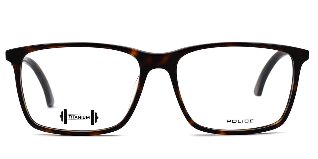 Police VPL683K Frame Brown Male Full Titanium Frame — Brown frame — view 3