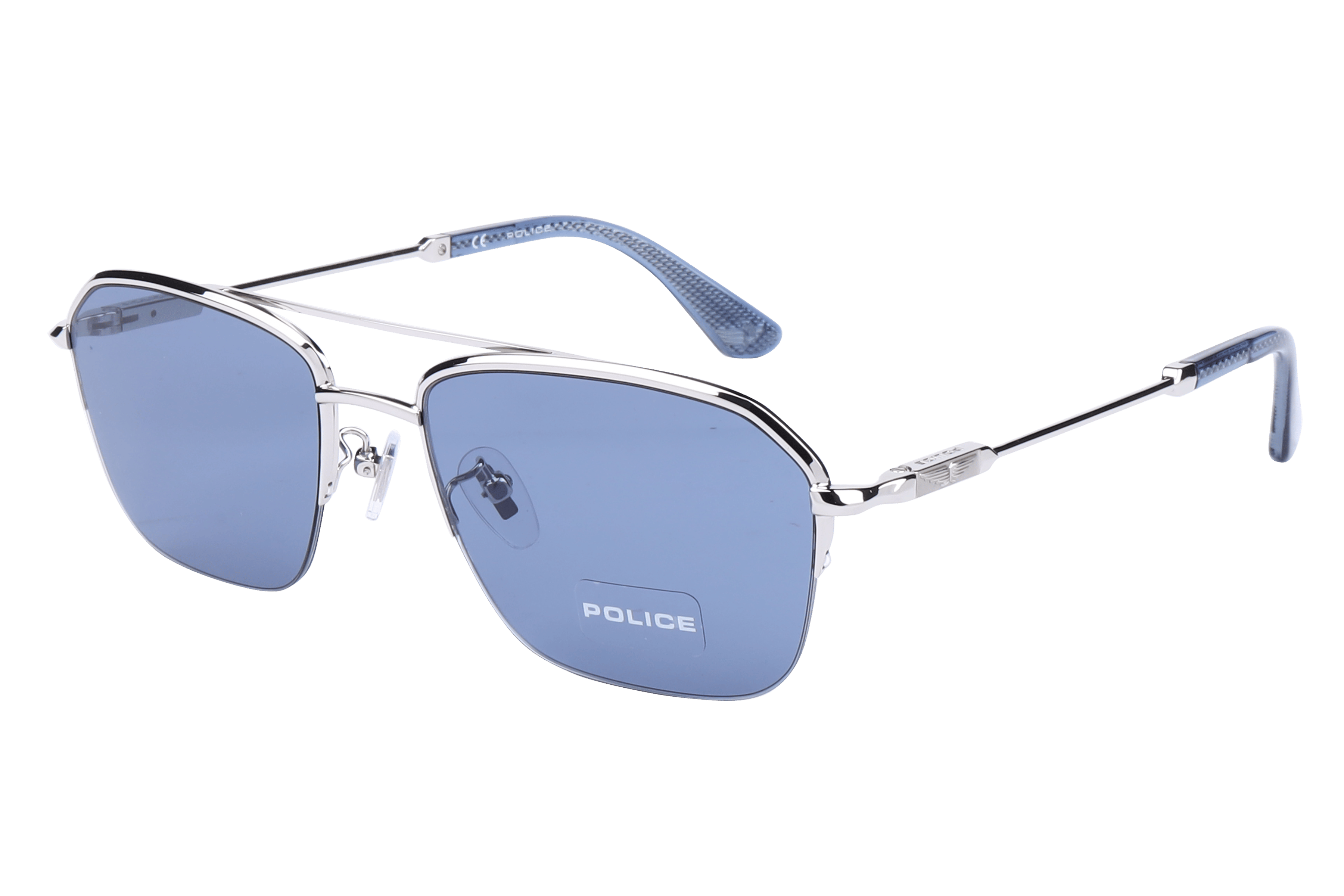 Police SPLL18K Sunglass Silver Male Supra Metal — Silver frame