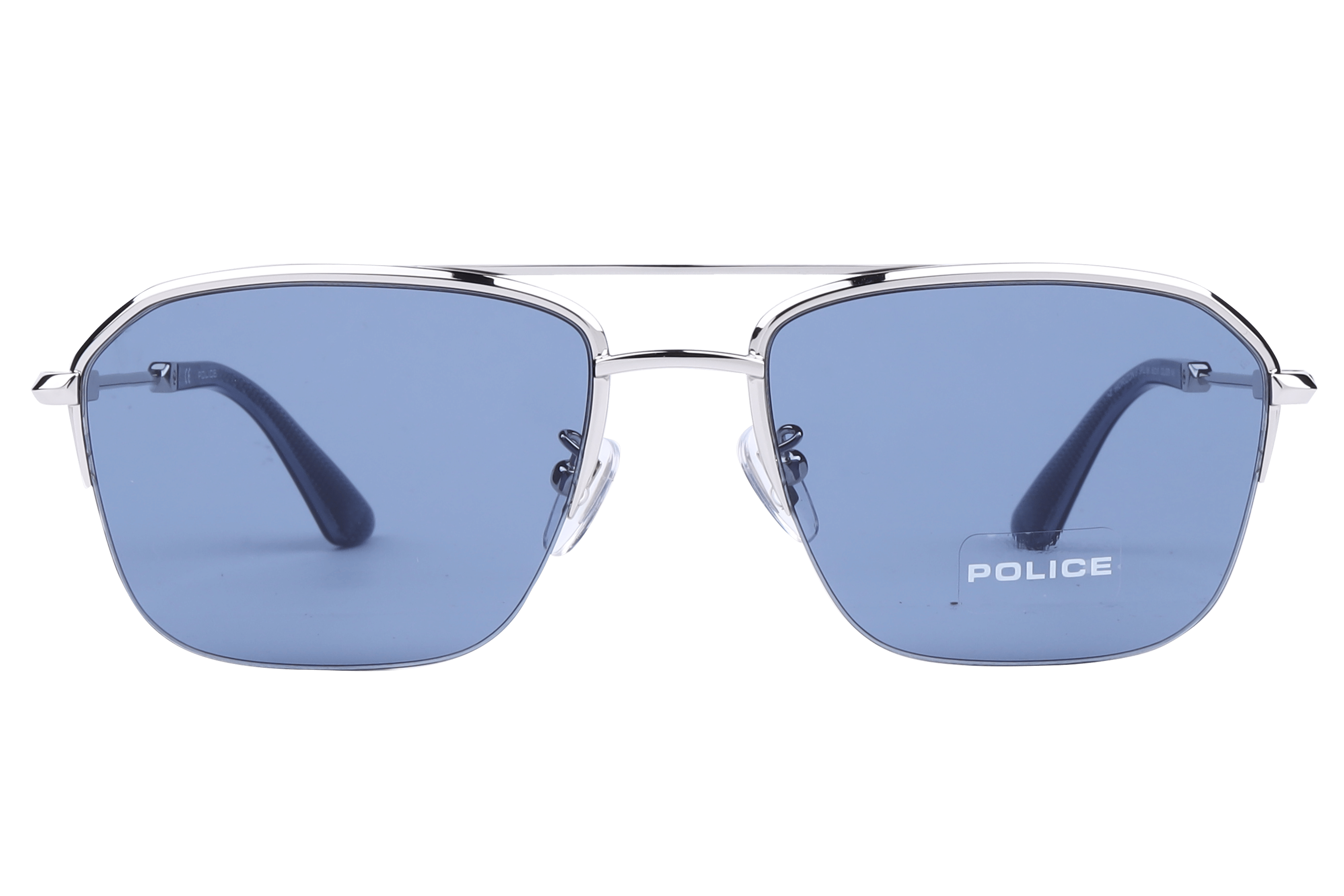 Police SPLL18K Sunglass Silver Male Supra Metal Sunglass — Silver frame — view 2