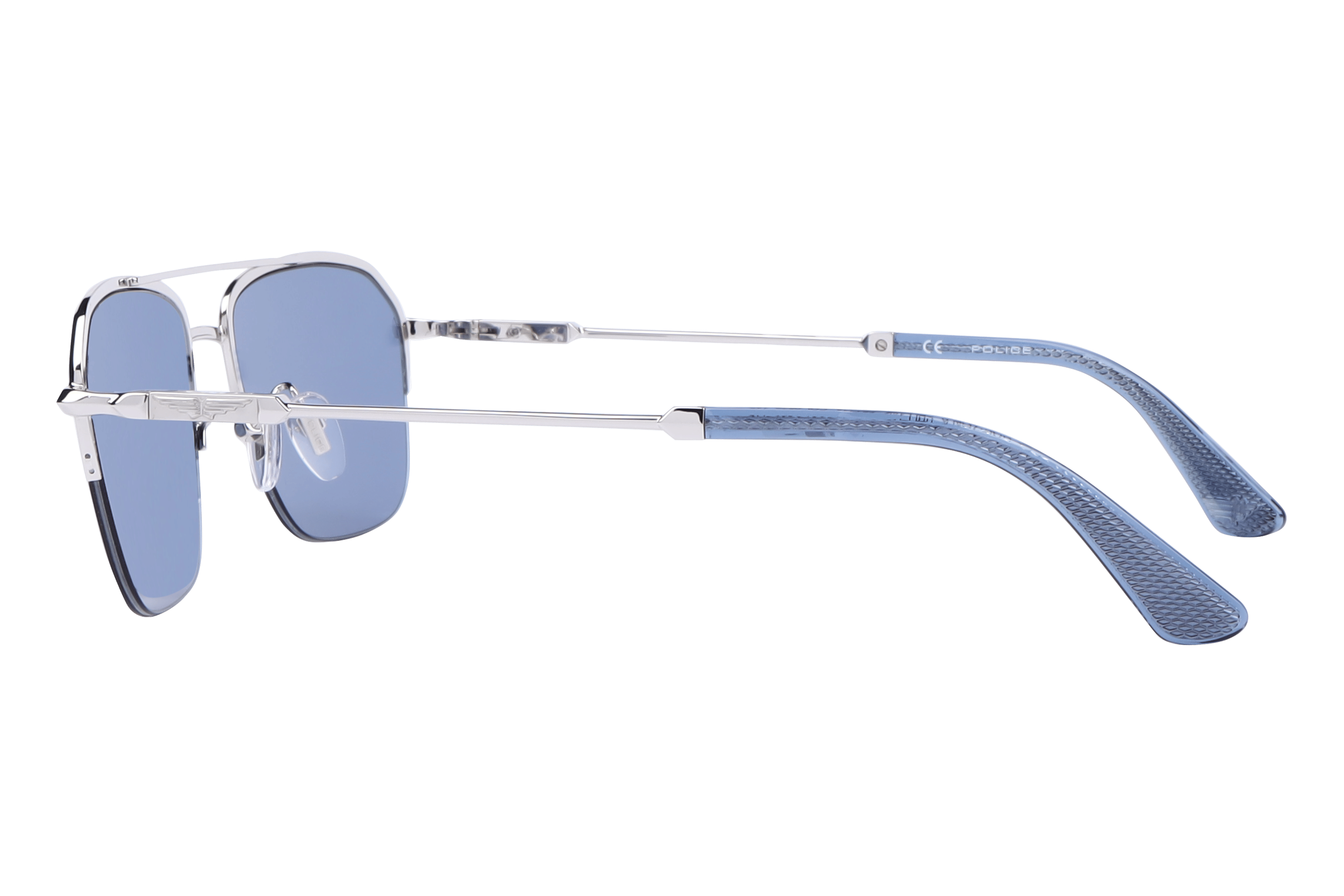 Police SPLL18K Sunglass Silver Male Supra Metal Sunglass — Silver frame — view 3