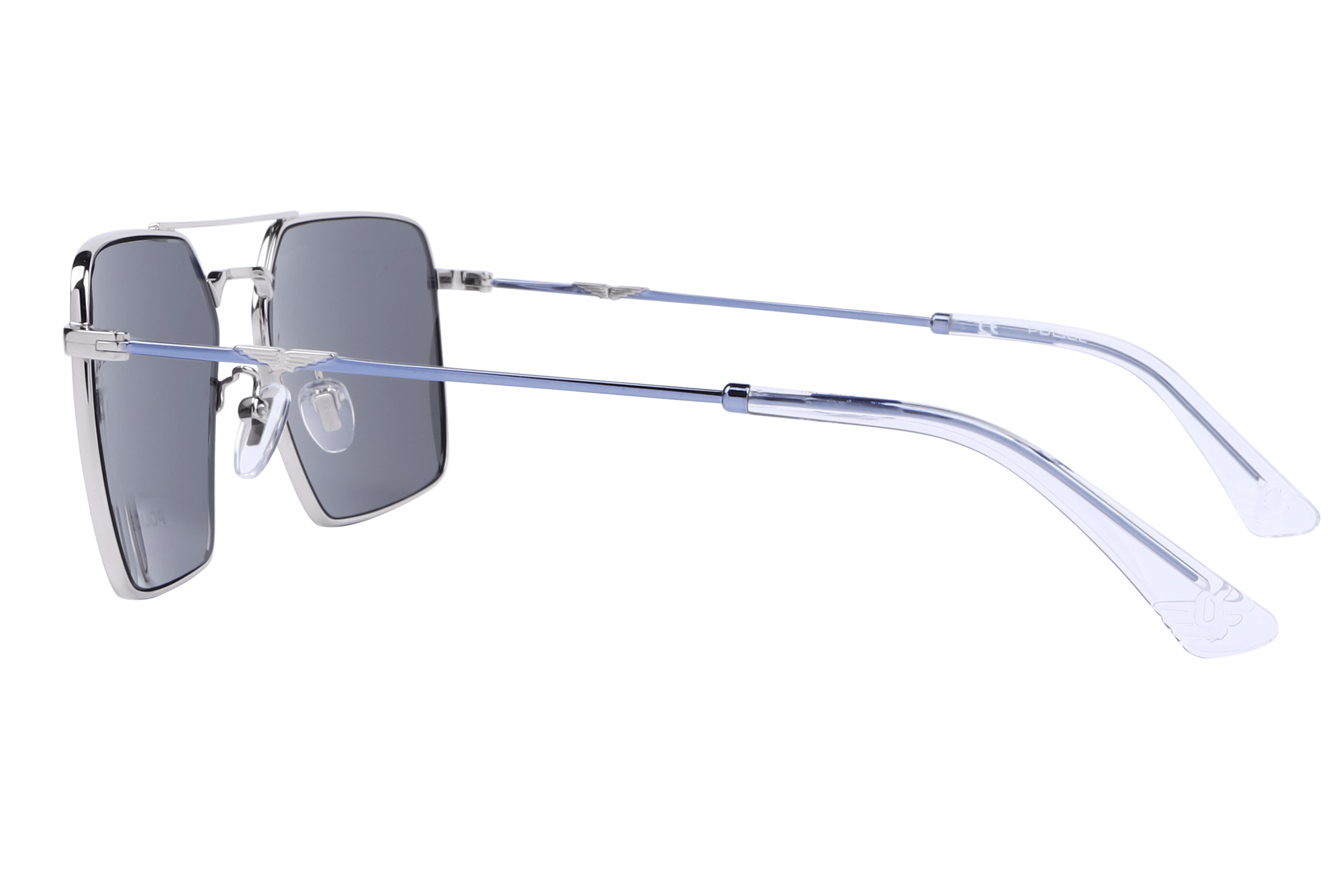 Police SPLL07K Sunglass Silver Male Full Metal Sunglass — Silver frame — view 3