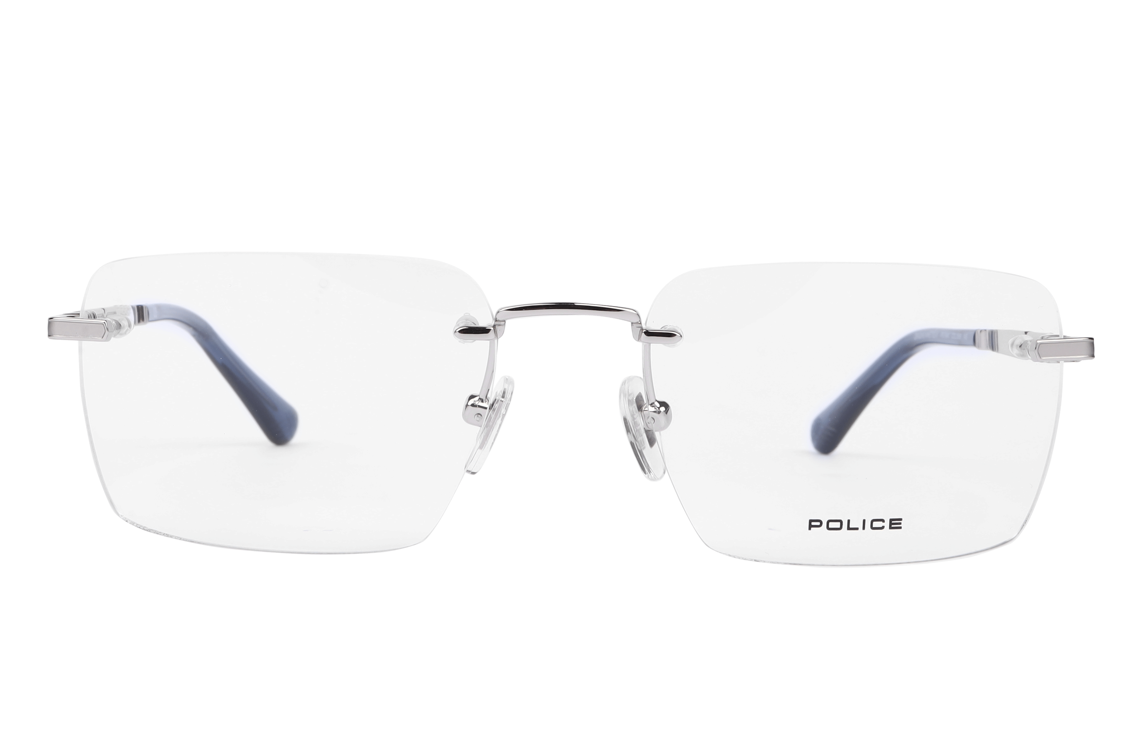 Police VPLF84K Frame Silver Male RimLess Metal Frame — Silver frame — view 2