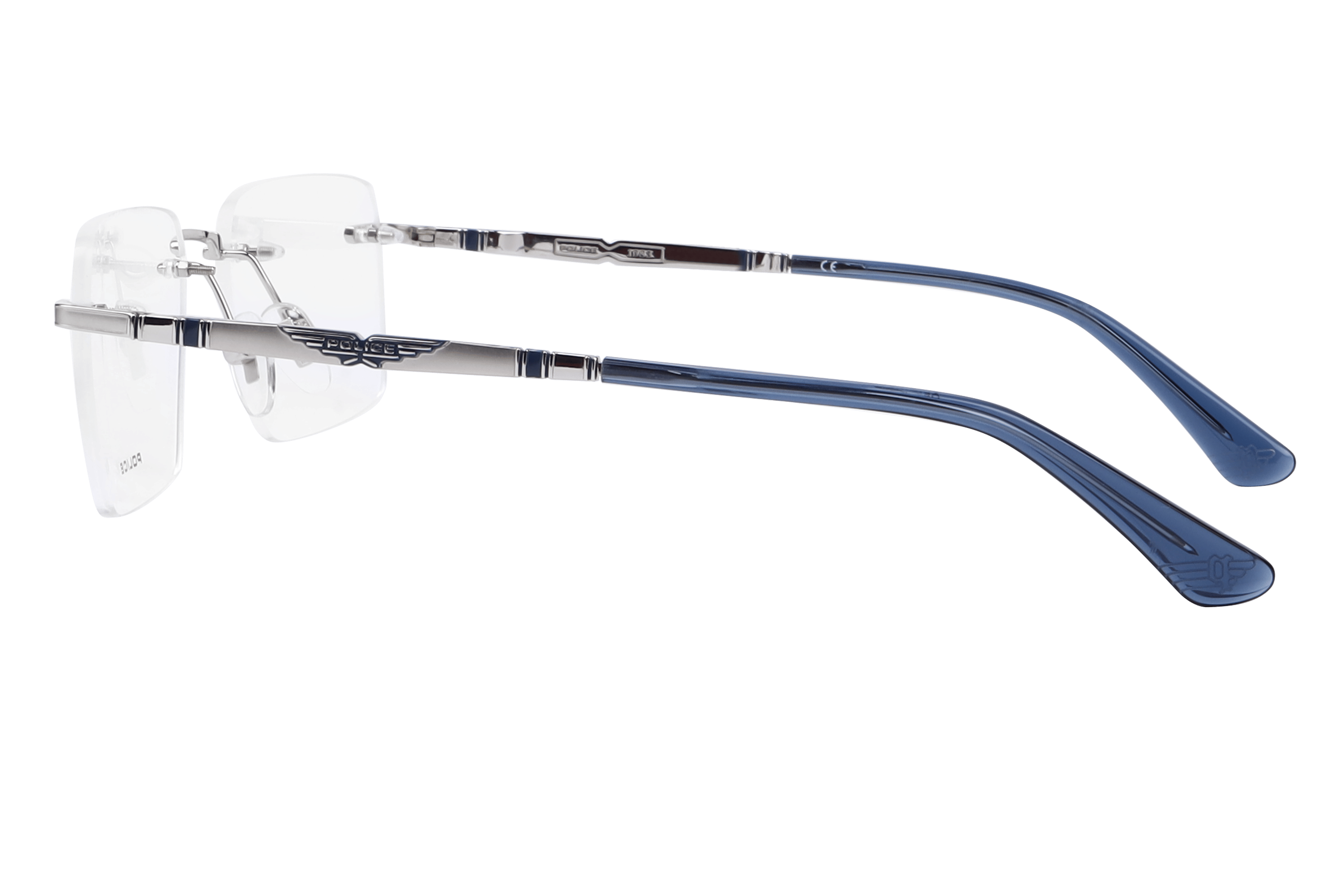 Police VPLF84K Frame Silver Male RimLess Metal Frame — Silver frame — view 3