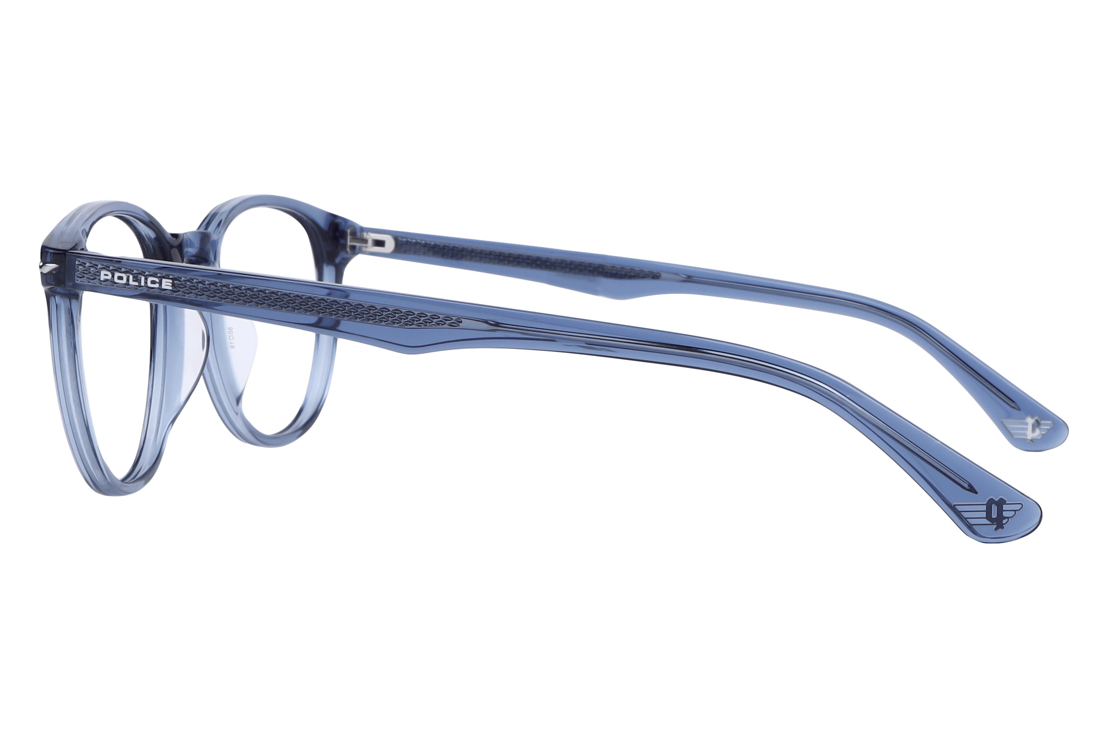 Police VPLG72K Frame Transparent Blue Unisex Full Shell Frame — Transparent Blue frame — view 3