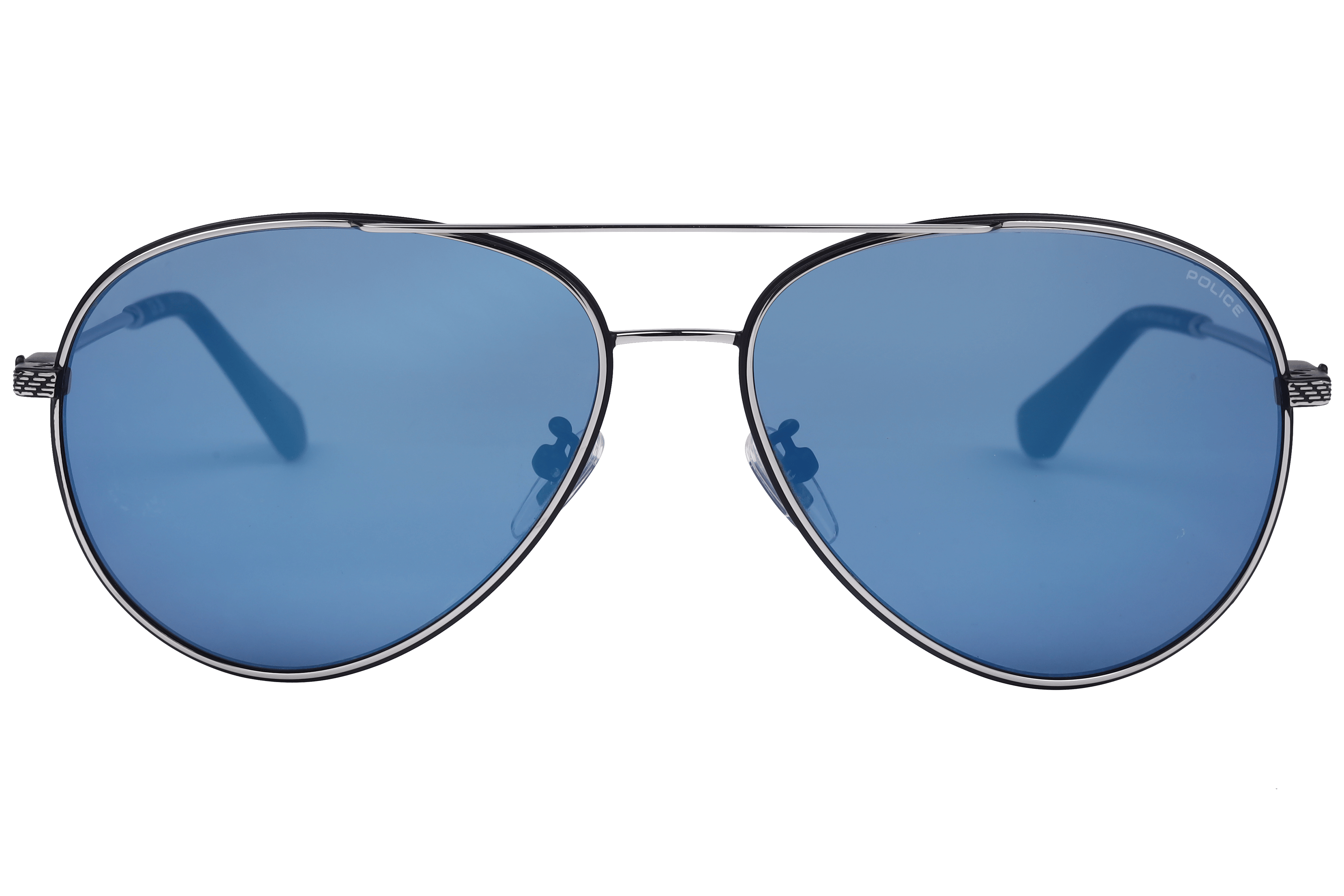 Police SPLL11K Sunglass Silver Male Full Metal Sunglass — Silver frame — view 2