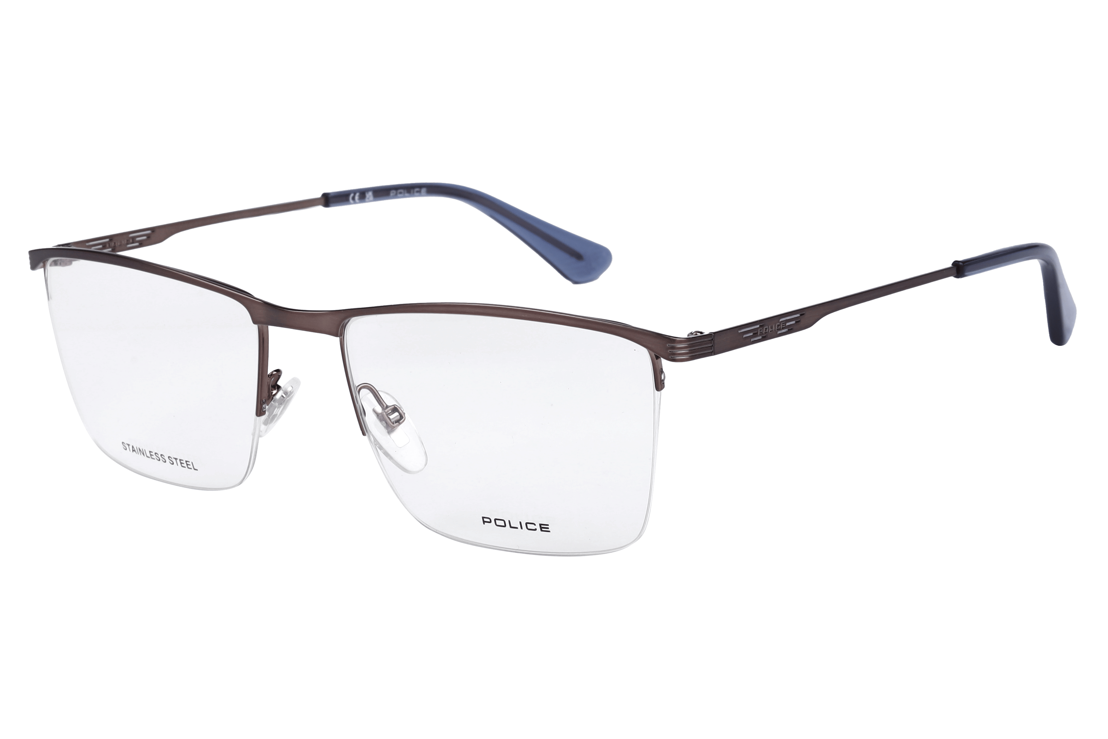 Police VPLG75K Frame Brown Male Supra Stainless Steel — Brown frame