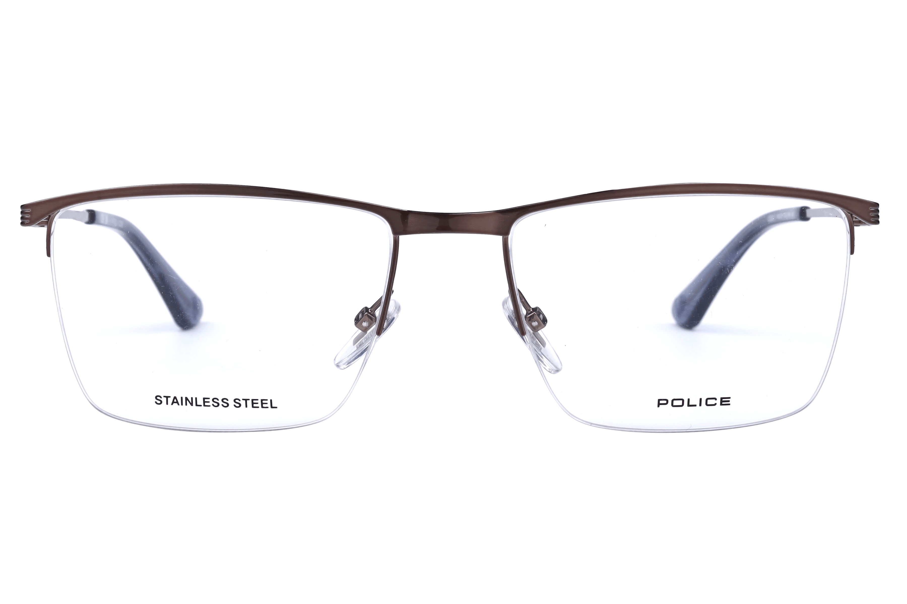 Police VPLG75K Frame Brown Male Supra Stainless Steel Frame — Brown frame — view 2